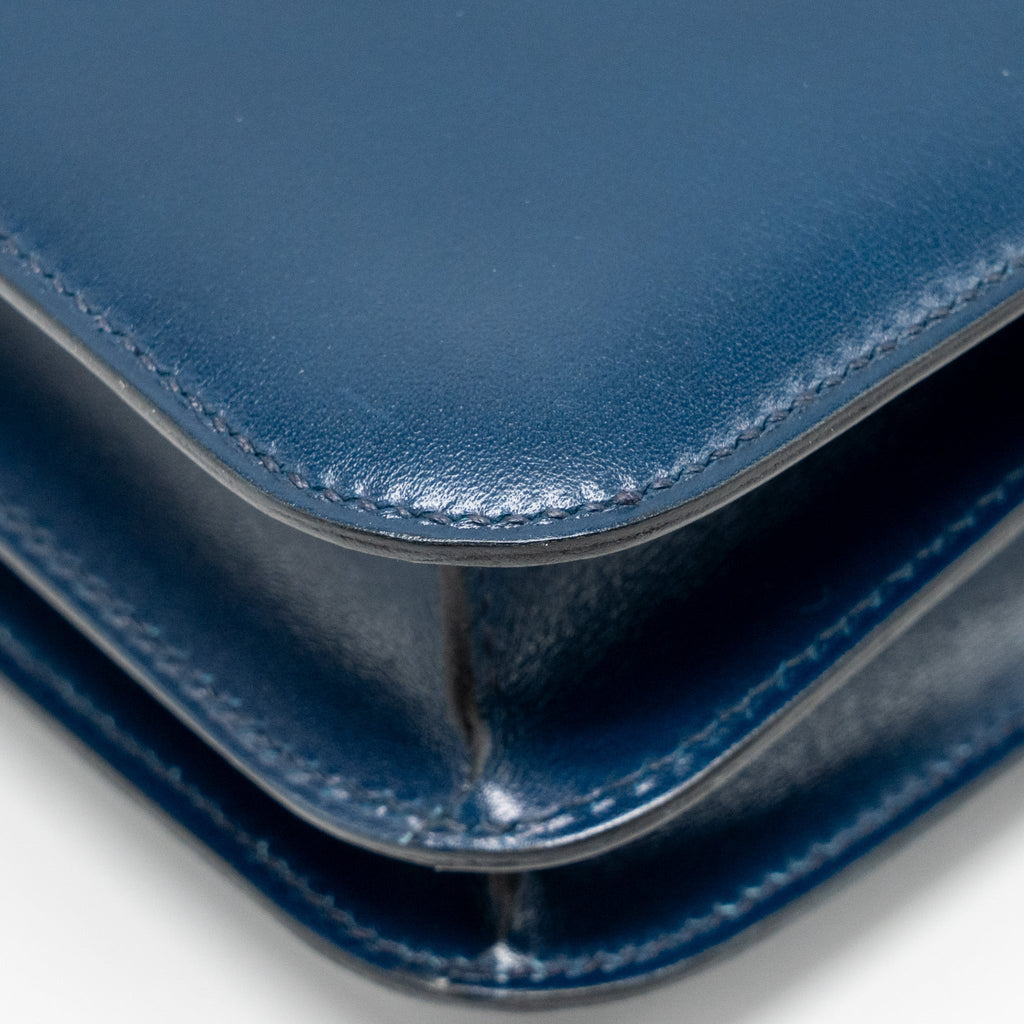HERMES MINI CONSTANCE BOX LEATHER BLUE DE PERUSES SHW