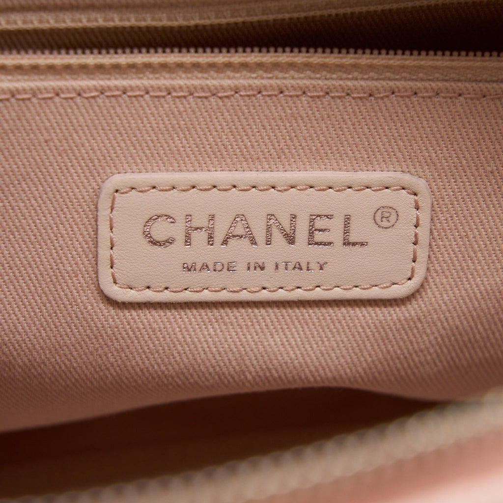 CHANEL DEAUVILLE BOWLING BAG CANVAS/LEATHER LIGHT PINK SHW