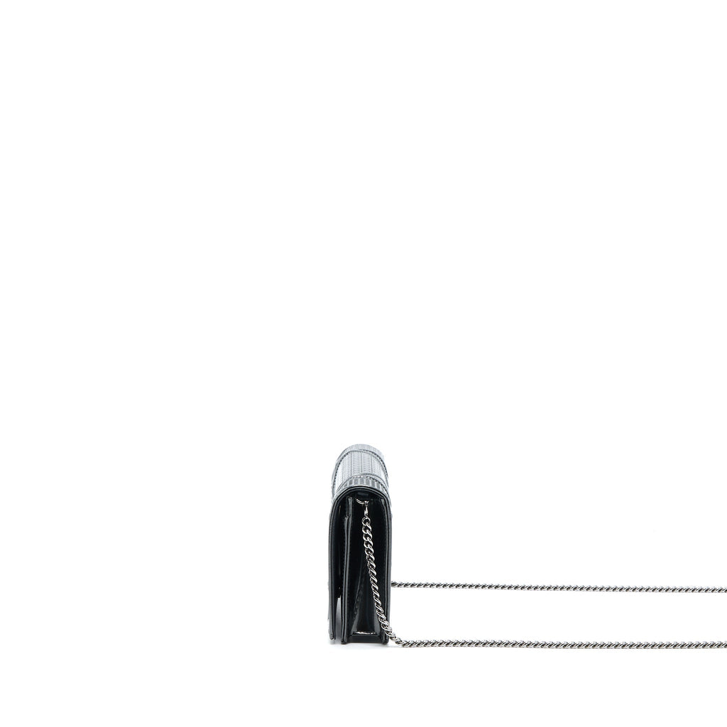 DIOR DIORAMA WALLET ON CHAIN METALLIC GREY GHW