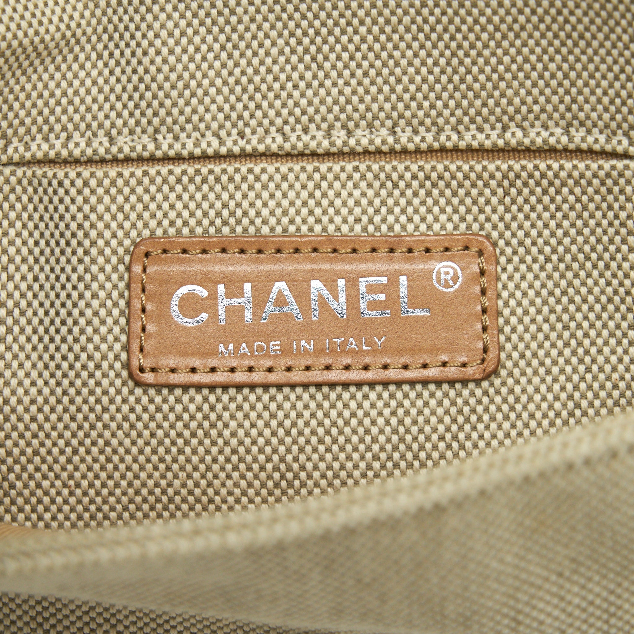 CHANEL BEIGE QUILTED CANVAS NO.5 CAMELLIA FLAP CREAMY SHOULDER BAG