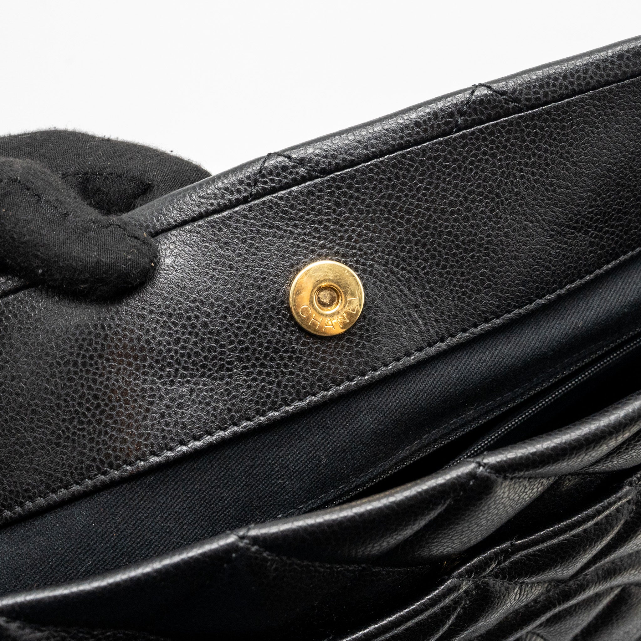 CHANEL QUILTED SHOULDER SHOPPING TOTE BAG CAVIAR BLACK GHW