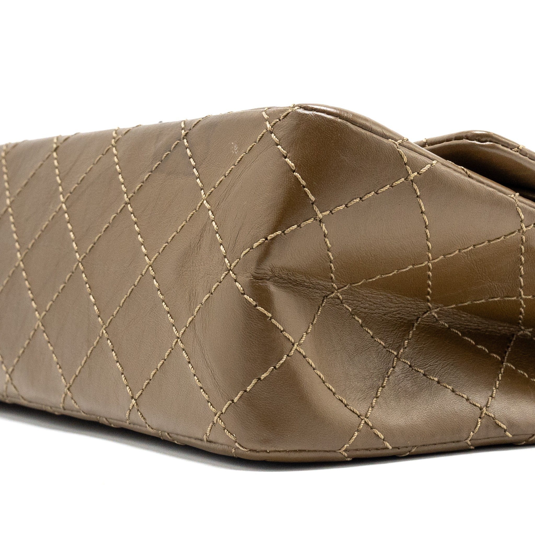 CHANEL SMALL 2.55 REISSUE FLAP BAG CALFSKIN KHAKI RUTHENIUM HARDWARE