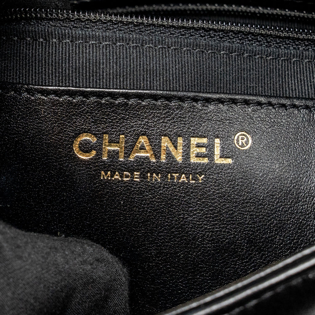 CHANEL GIANT CHAIN FLAP BAG LAMBSKIN BLACK GHW (MICROCHIP)