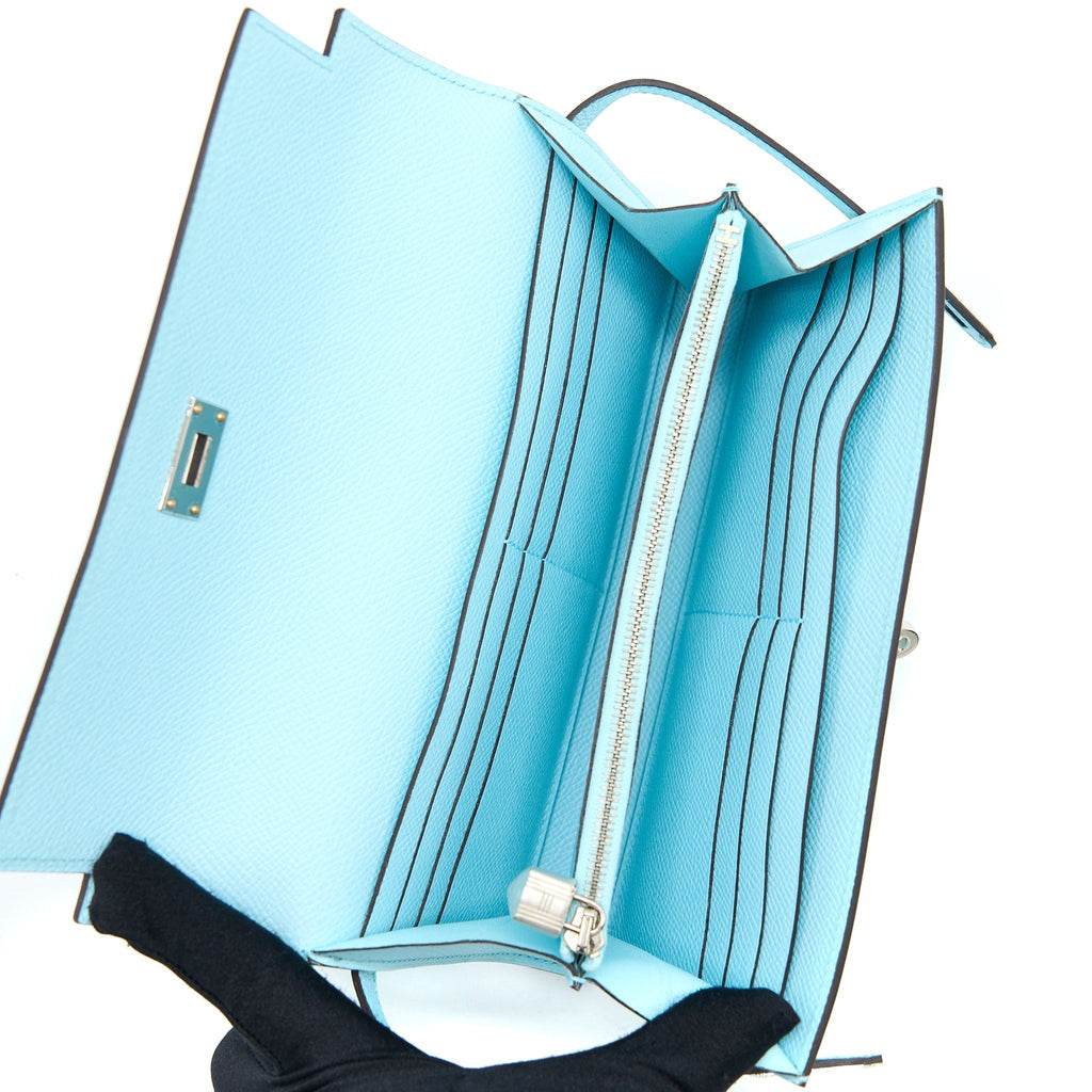 HERMES KELLY LONG WALLET EPSOM U2 BLUE ZEPHYR SHW