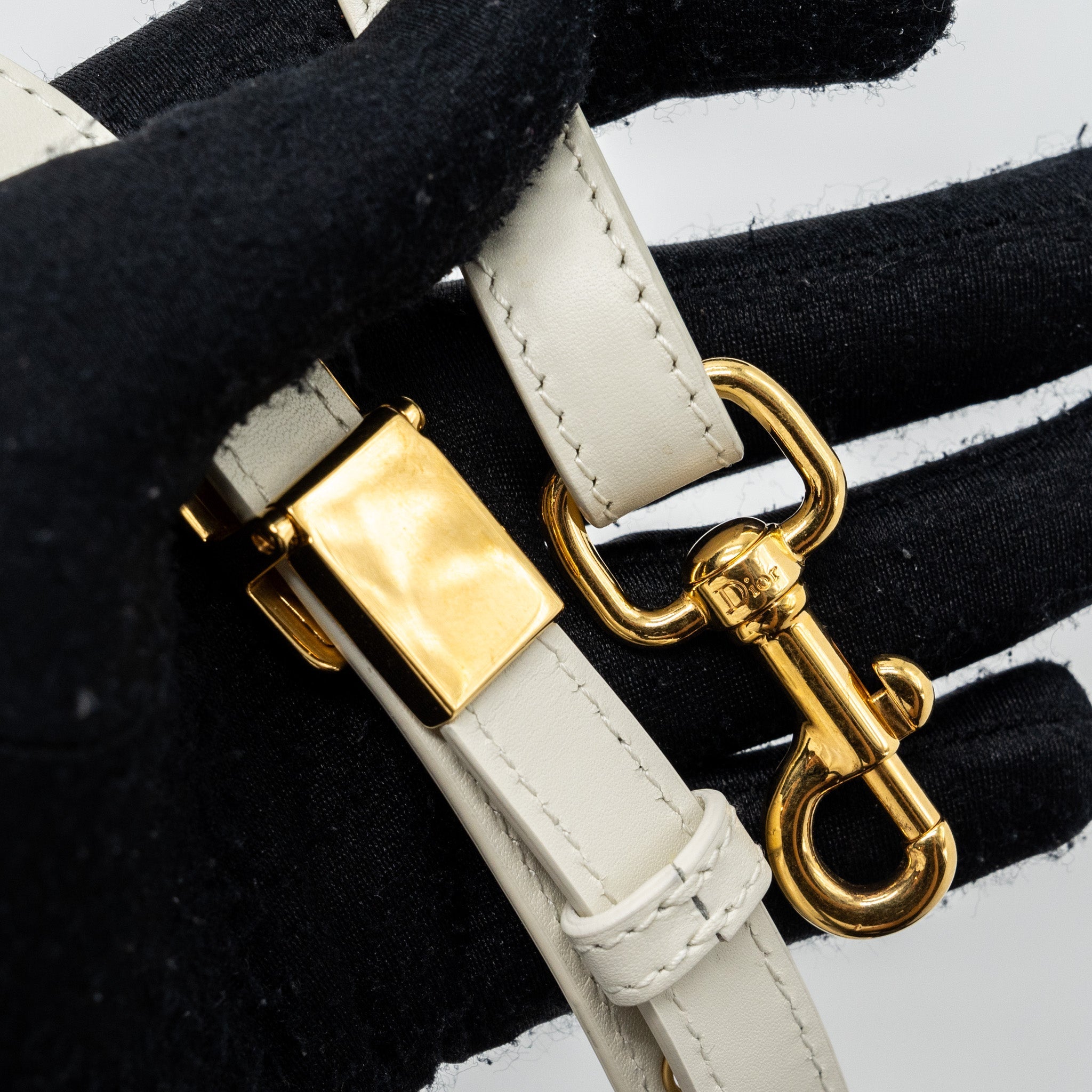 DIOR BOBBY EAST-WEST BAG BOX CALFSKIN WHITE GHW