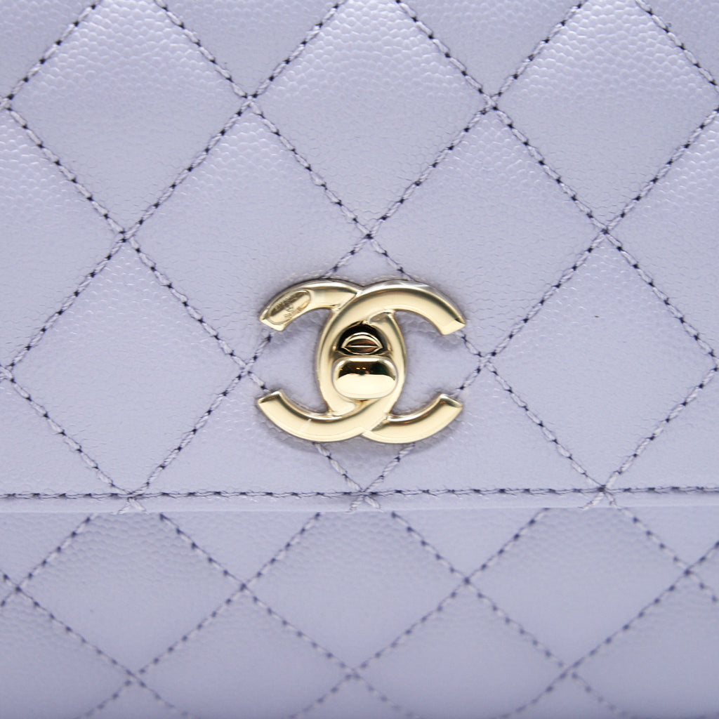 CHANEL 21K COCO HANDLE CAVIAR LILAC/ LIGHT PURPLE LGHW