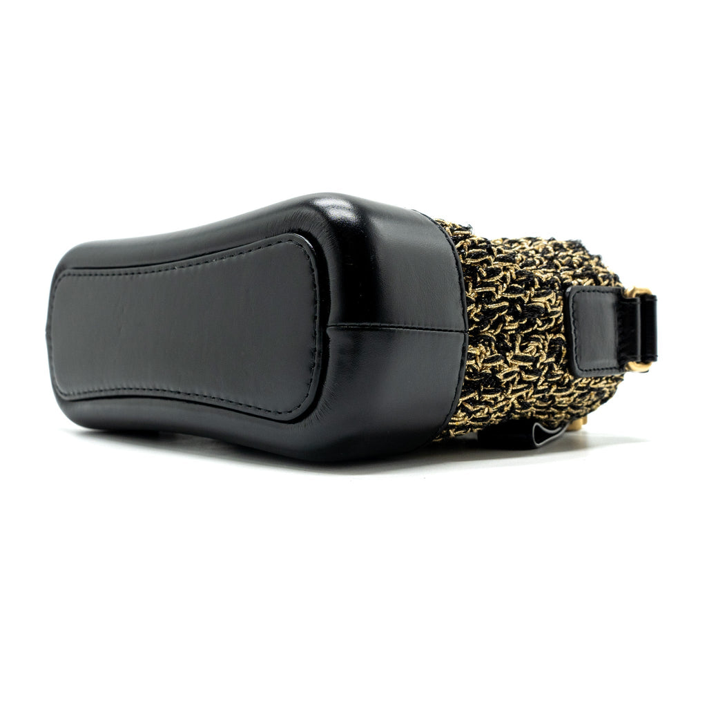 CHANEL SMALL GABRIELLE HOBO BAG LIMITED EDITION FABRIC/CALFSKIN BLACK / GOLD MULTICOLOUR HARDWARE