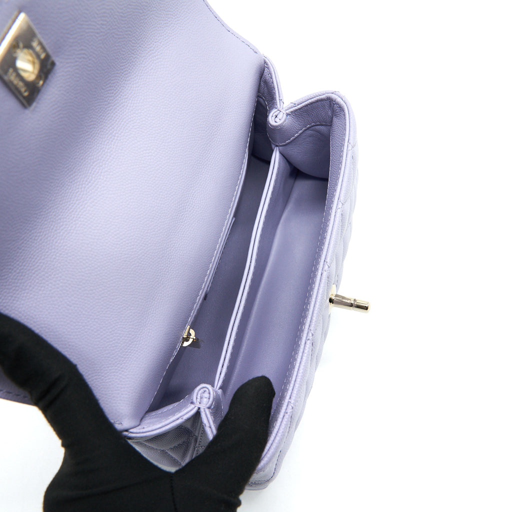 CHANEL 21K COCO HANDLE CAVIAR LILAC/ LIGHT PURPLE LGHW