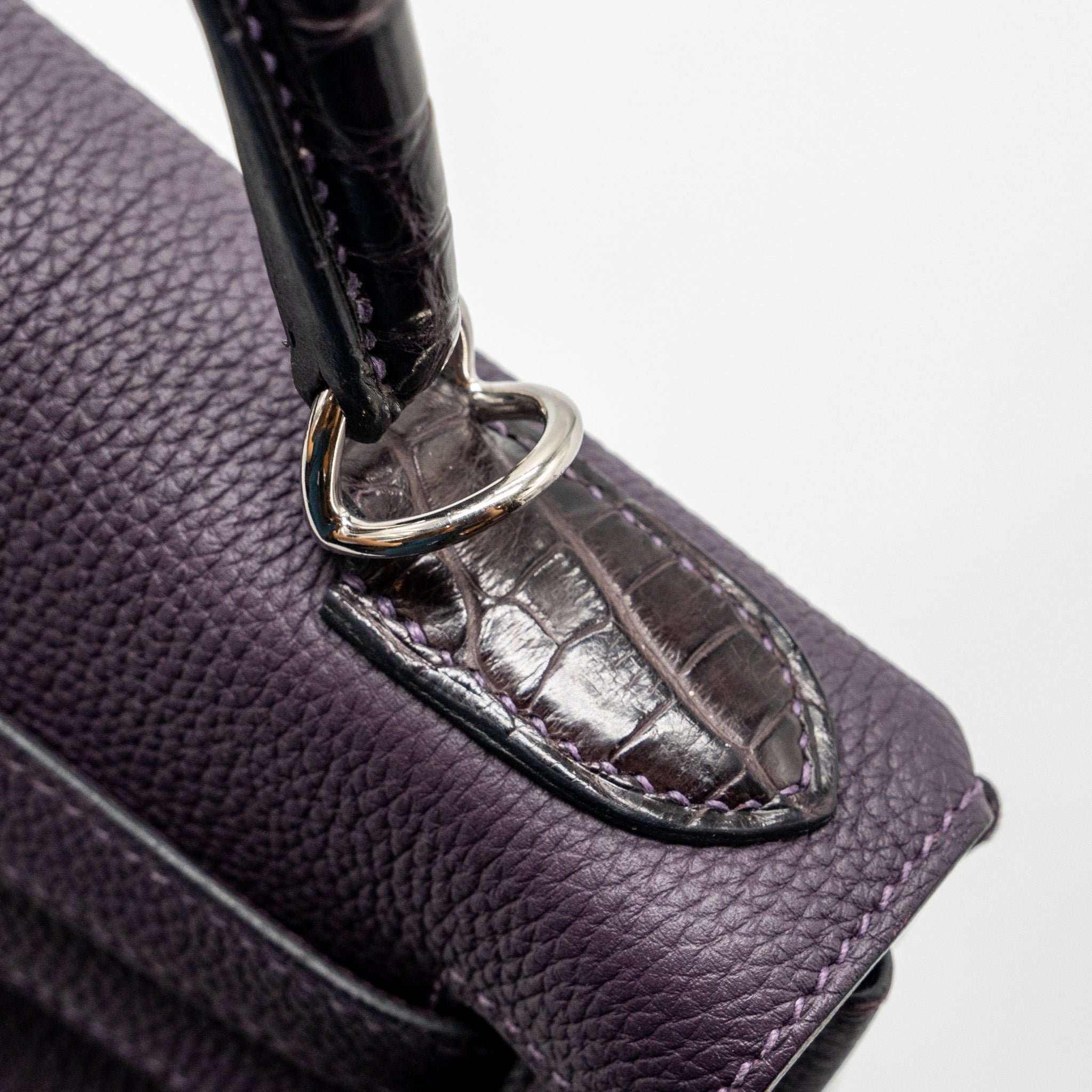 HERMES KELLY 28 ALLIGATOR/TOGO 59 RAISIN SHW