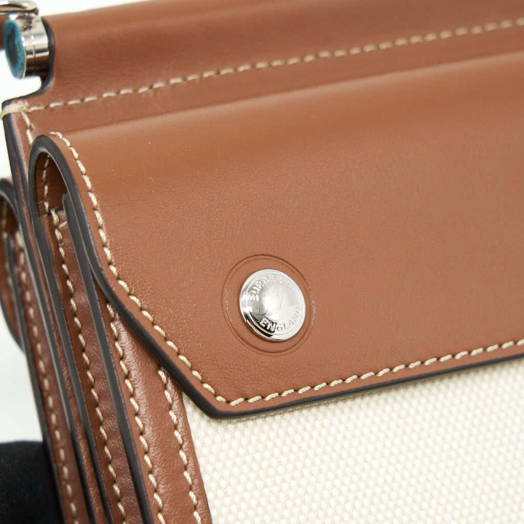 BURBERRY CANVAS/ LEATHER BEIGE MINI CROSSBODY BAG
