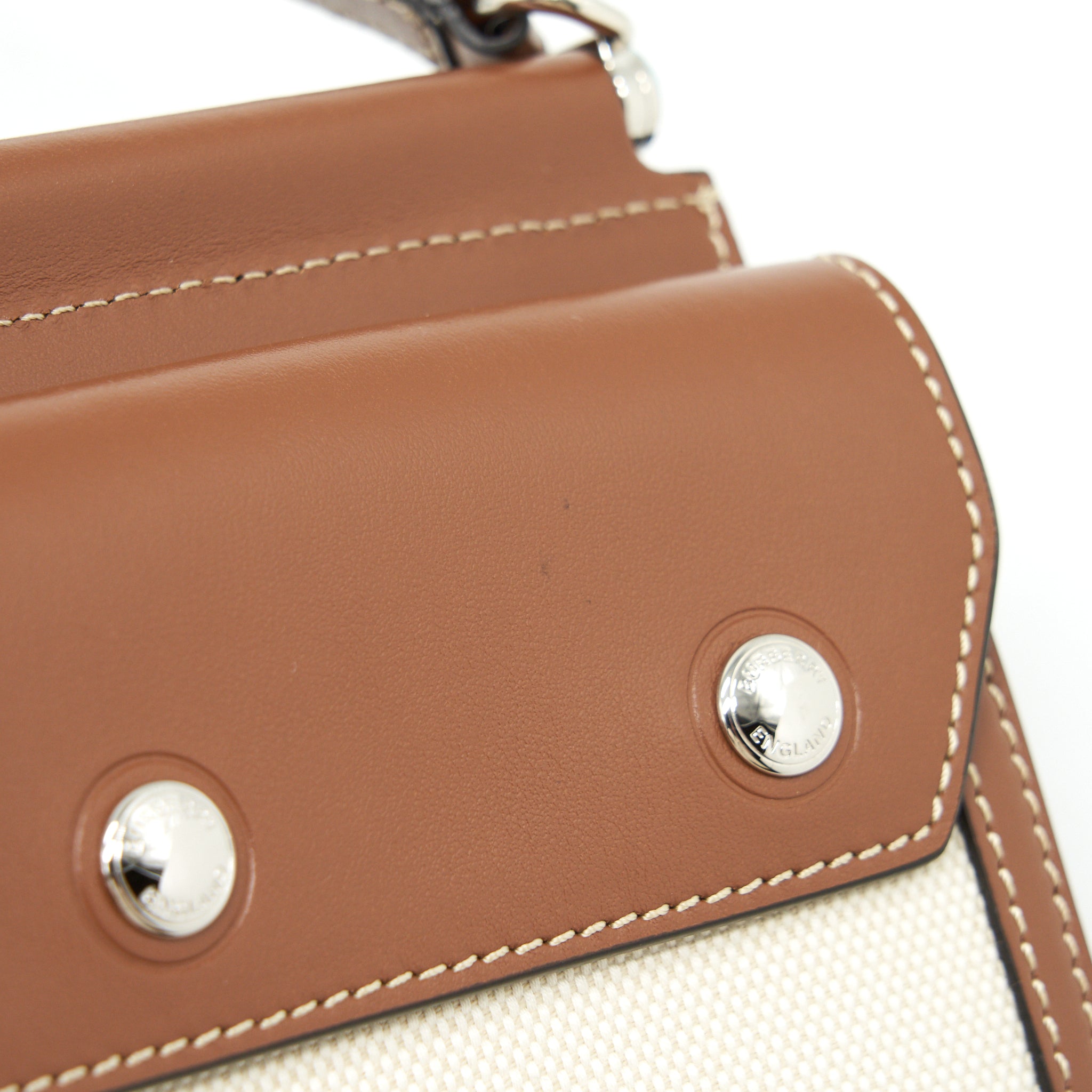 BURBERRY CANVAS/ LEATHER BEIGE MINI CROSSBODY BAG