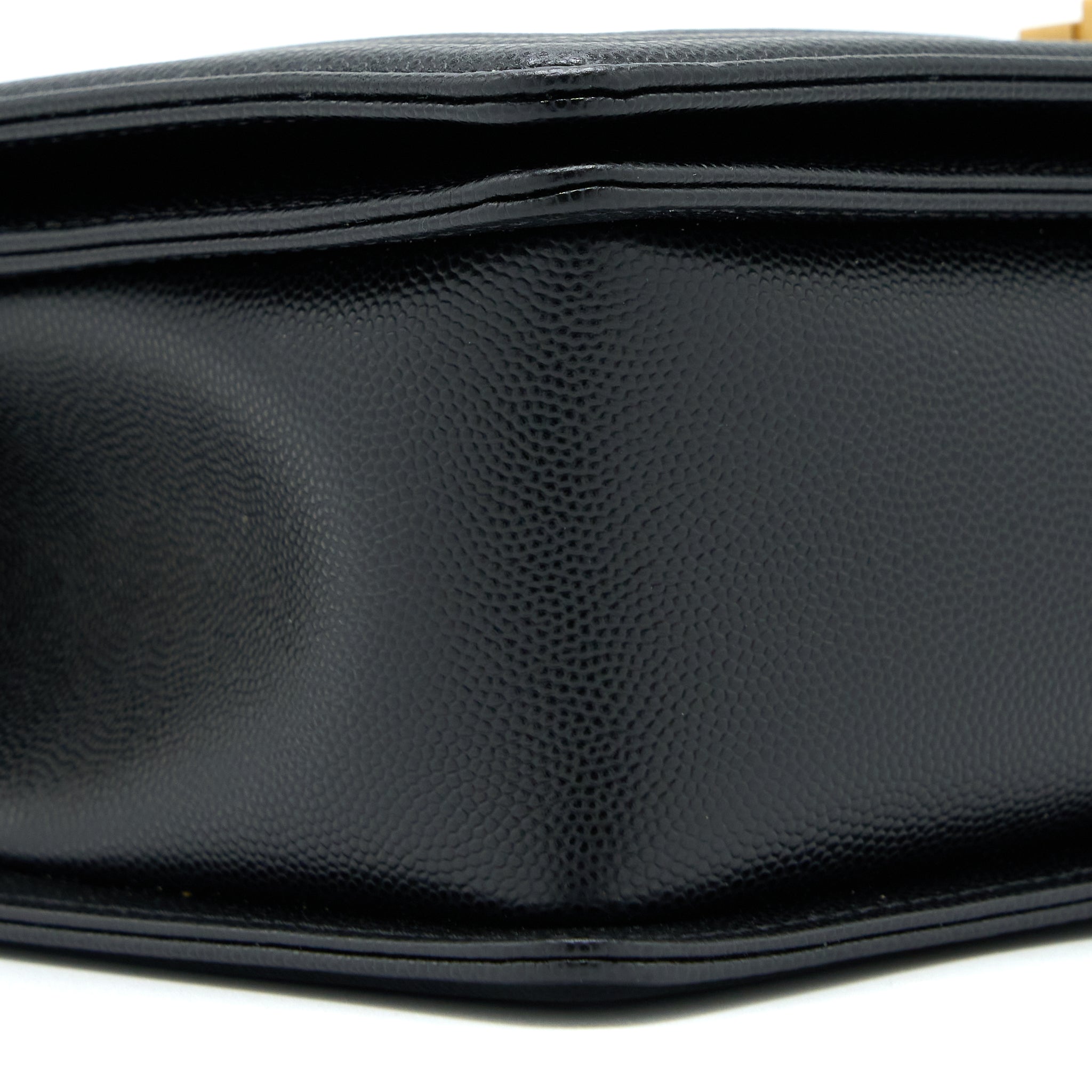 CHANEL MEDIUM BOY BAG CAVIAR BLACK BRUSHED GHW (MICROCHIP)