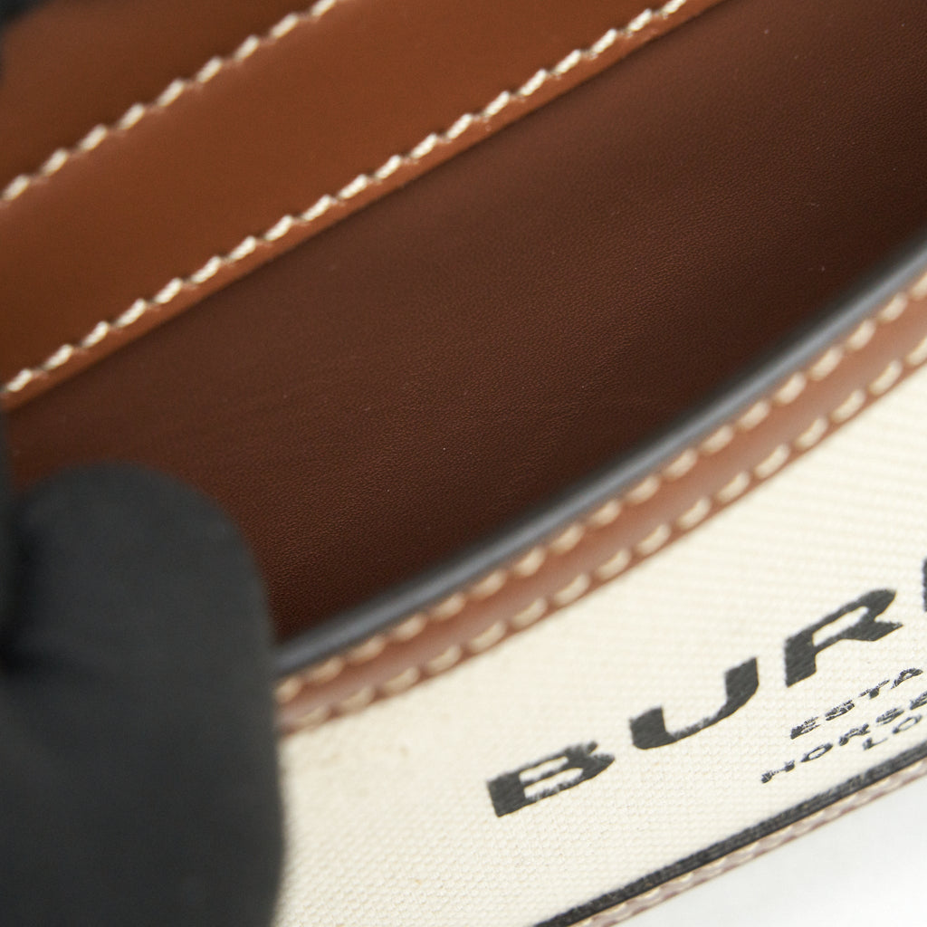 BURBERRY CANVAS/ LEATHER BEIGE MINI CROSSBODY BAG