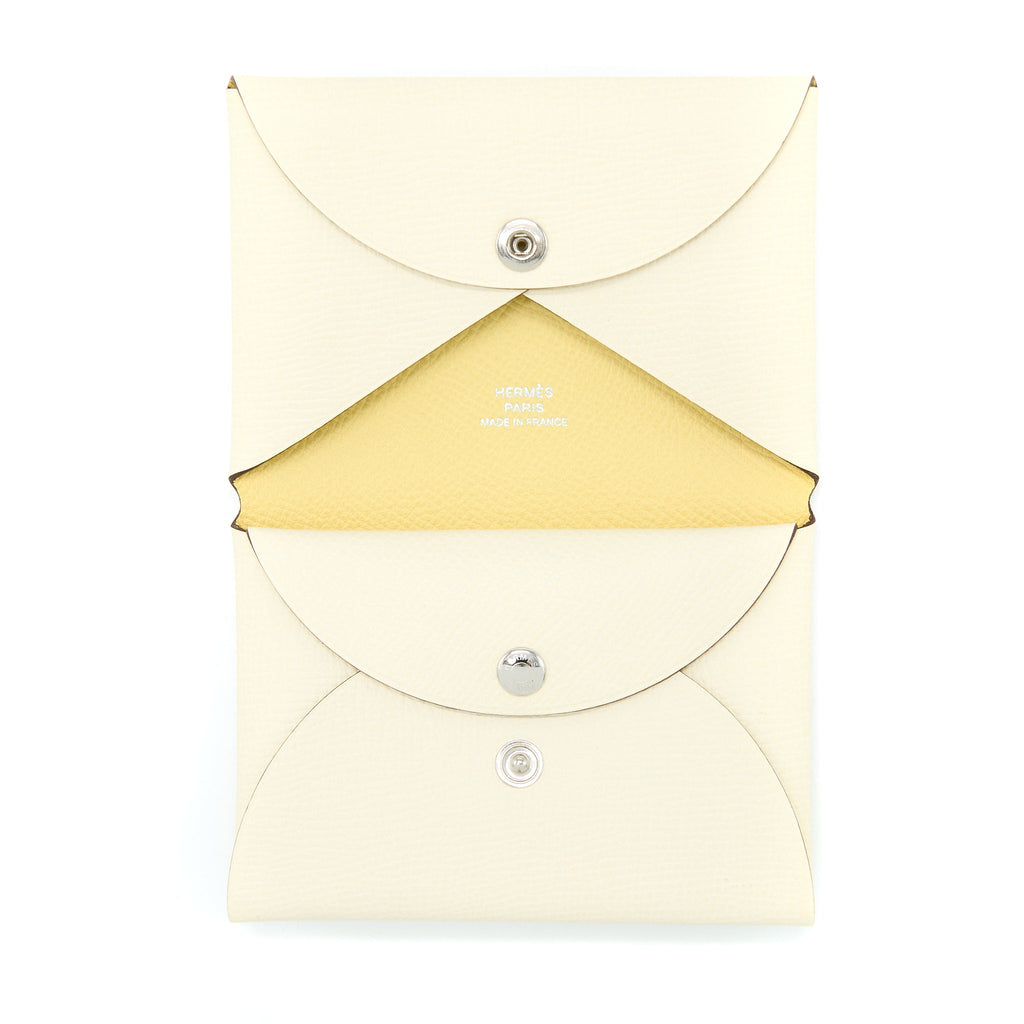 HERMES CALVI DUO EPSOM NATA/JAUNE POUSSIN SHW