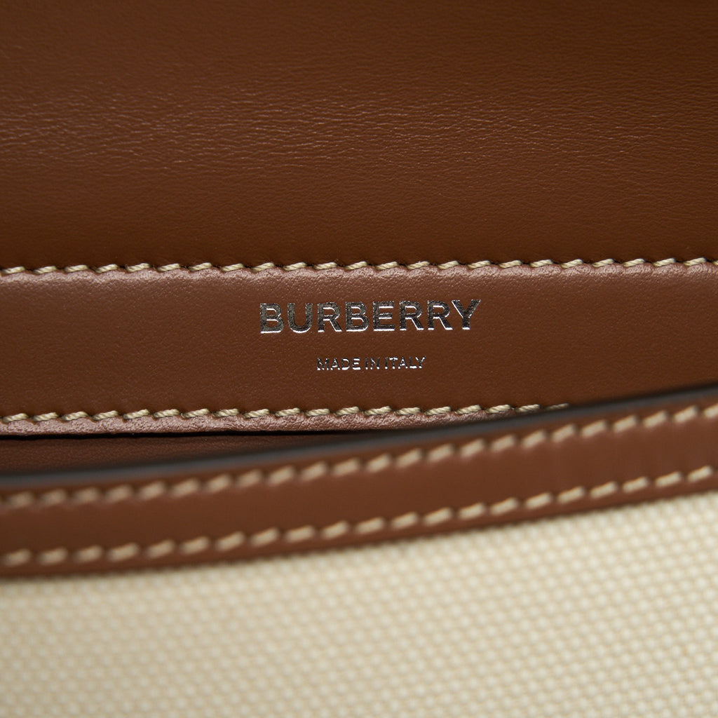 BURBERRY CANVAS/ LEATHER BEIGE MINI CROSSBODY BAG