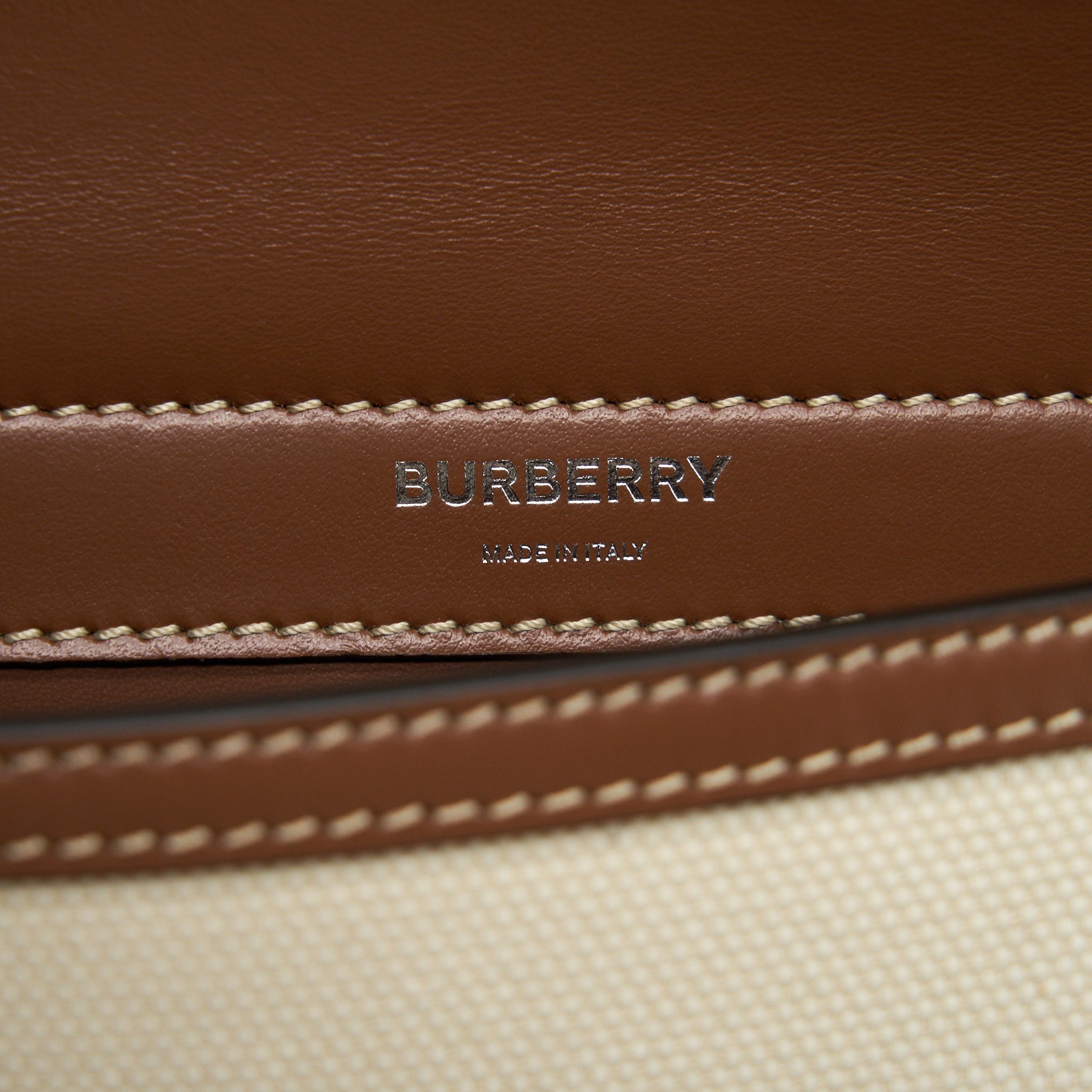 BURBERRY CANVAS/ LEATHER BEIGE MINI CROSSBODY BAG