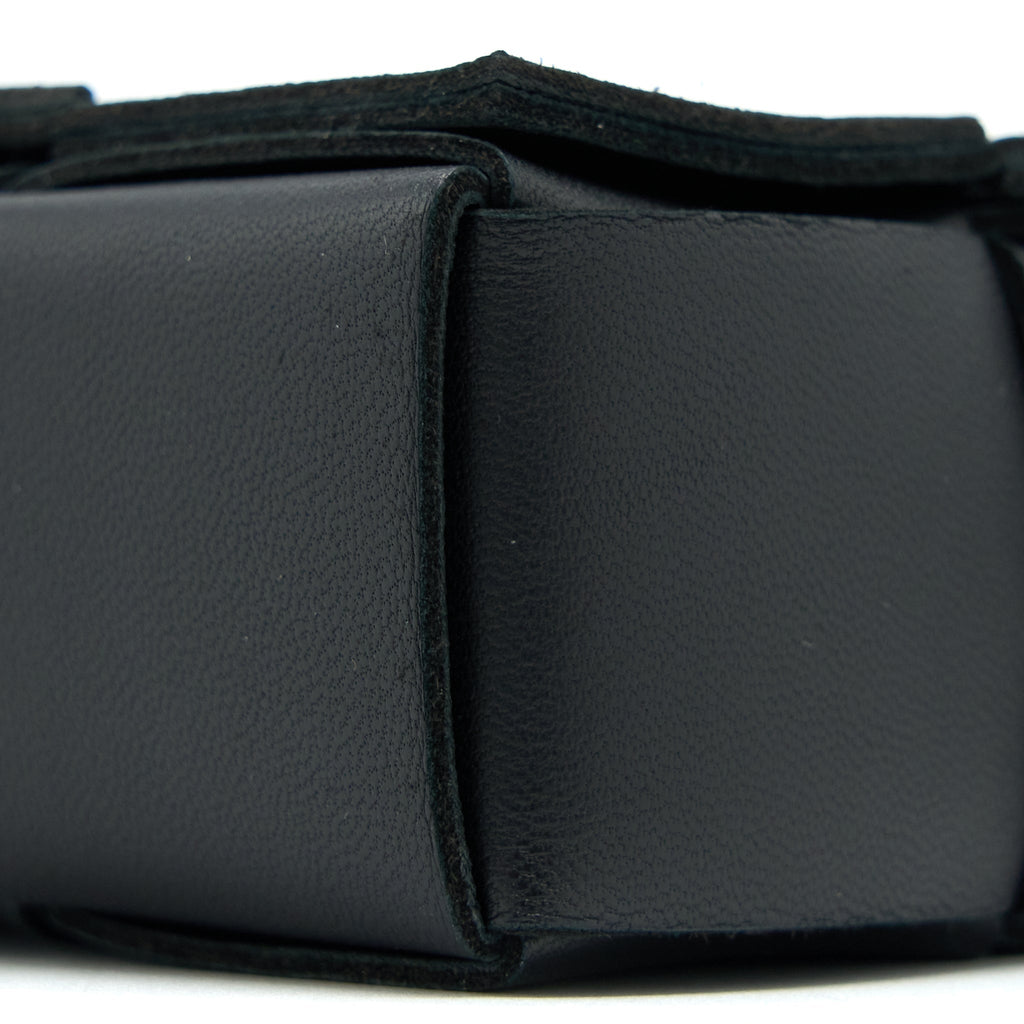 BOTTEGA VENETA MINI CASSETTE INTRECCIATO CROSSBODY BAG BLACK LGHW