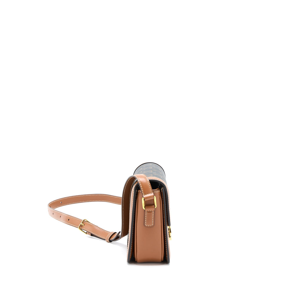 CELINE TEEN TRIOMPHE BAG IN TRIOMPHE CANVAS AND CALFSKIN GHW