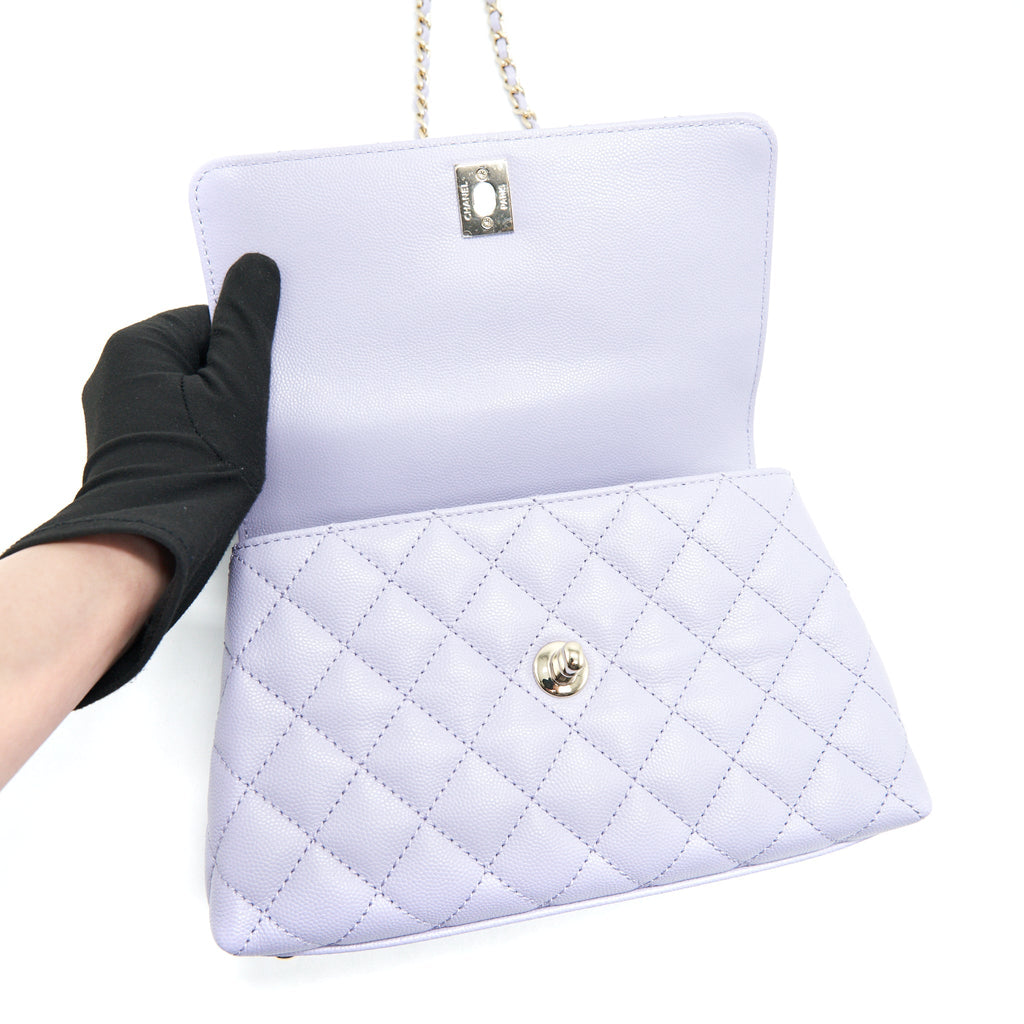 CHANEL 21K COCO HANDLE CAVIAR LILAC/ LIGHT PURPLE LGHW