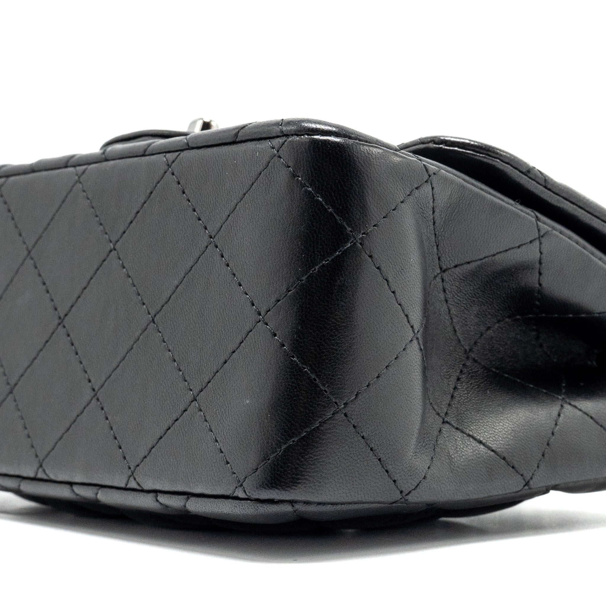CHANEL MINI SQUARE FLAP BAG LAMBSKIN BLACK SHW