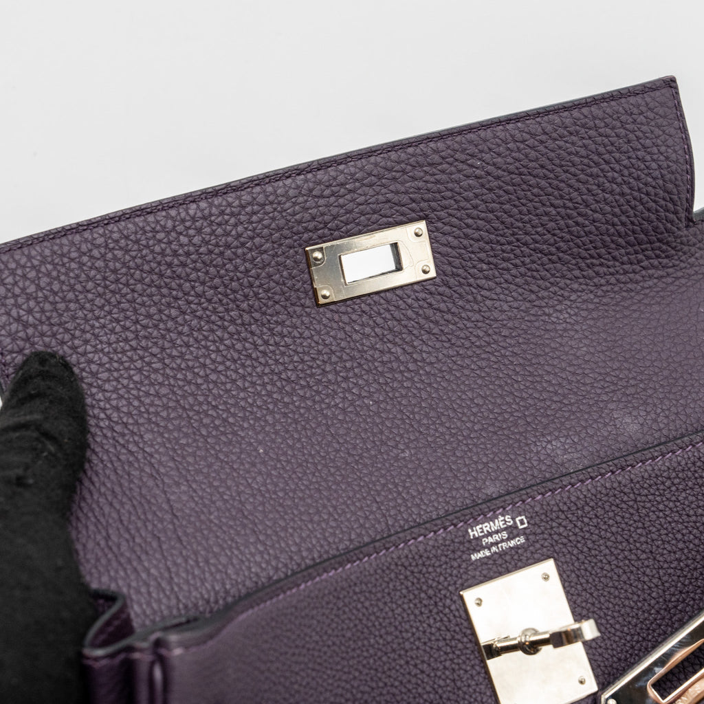 HERMES KELLY 28 ALLIGATOR/TOGO 59 RAISIN SHW