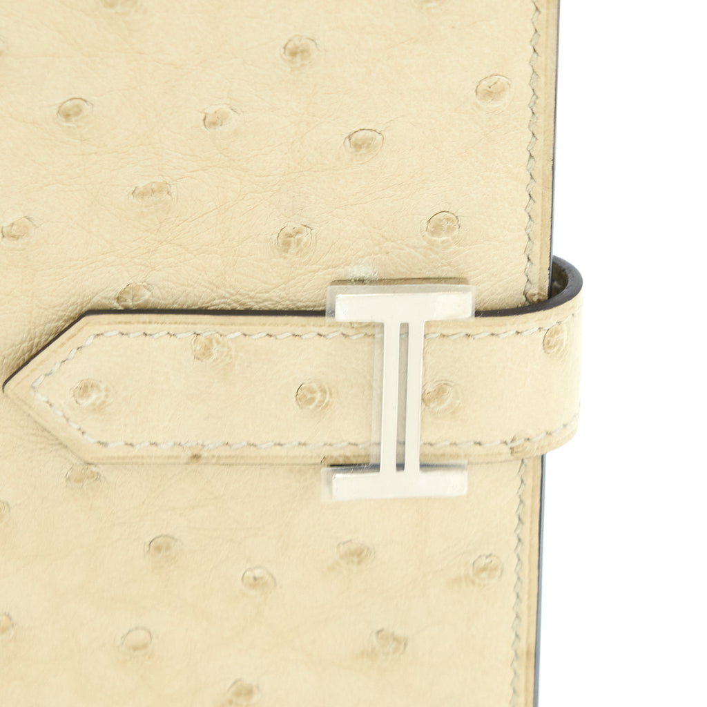 HERMES BEARN WALLET OSTRICH 3C PARCHEMIN SHW