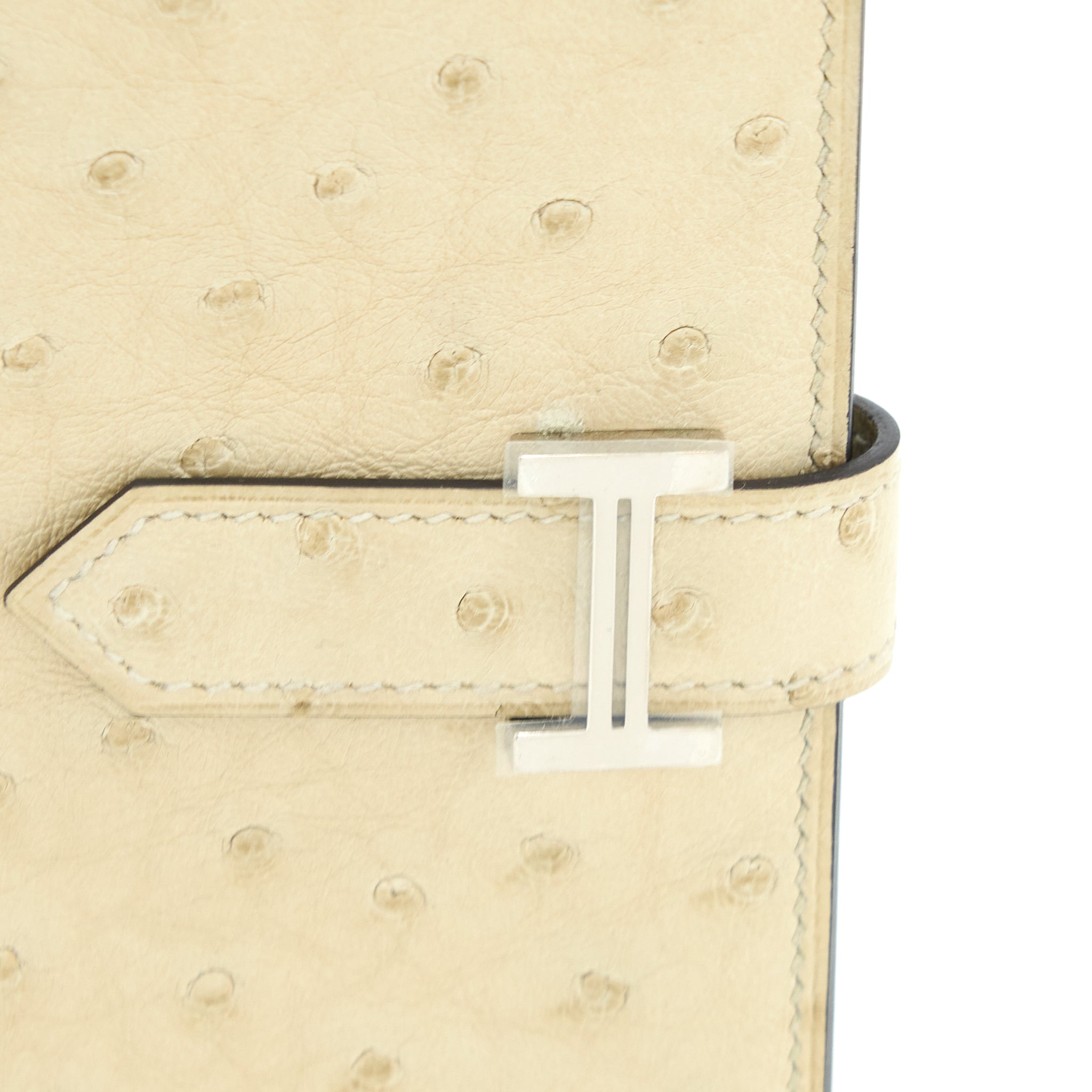 HERMES BEARN WALLET OSTRICH 3C PARCHEMIN SHW