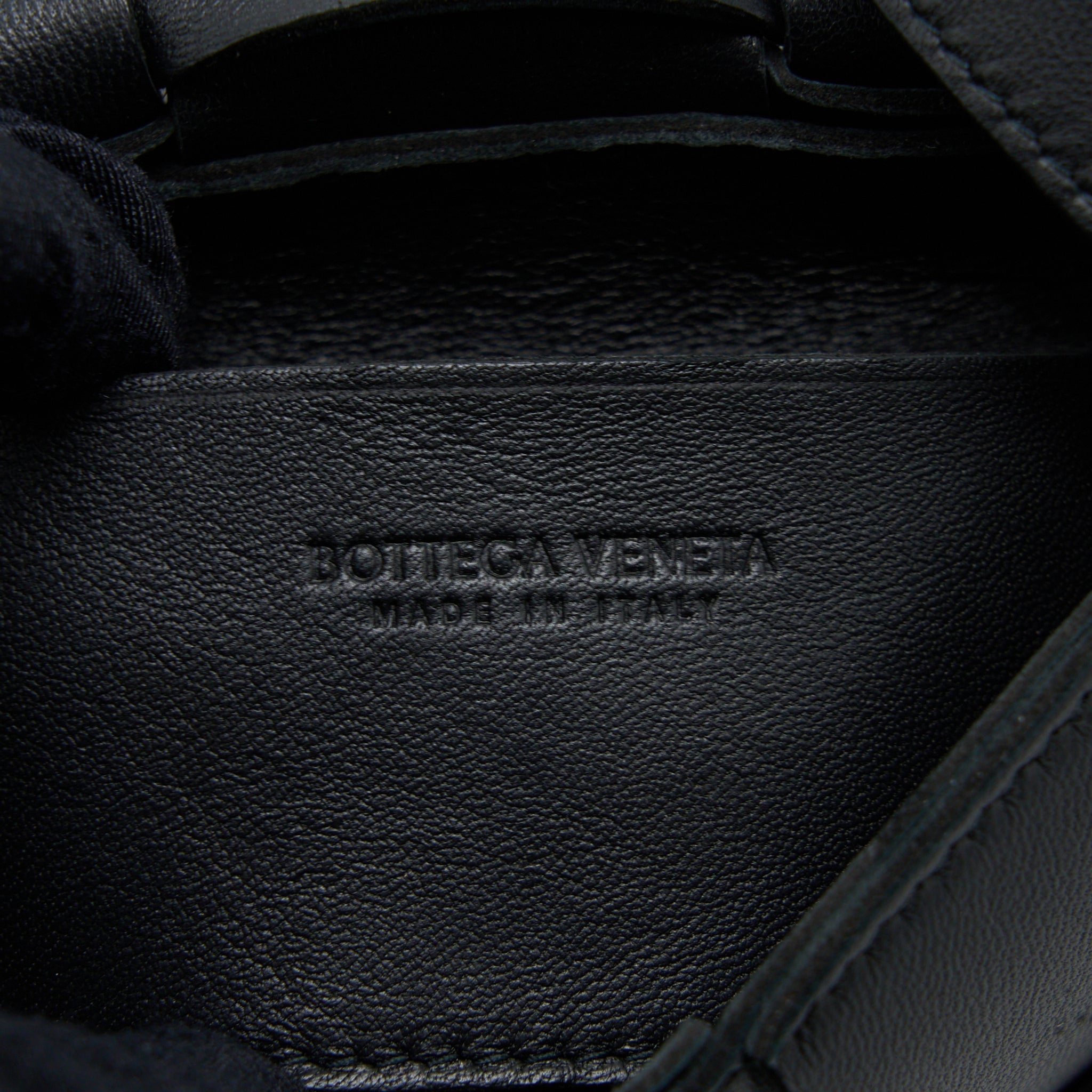 BOTTEGA VENETA MINI CASSETTE INTRECCIATO CROSSBODY BAG BLACK LGHW