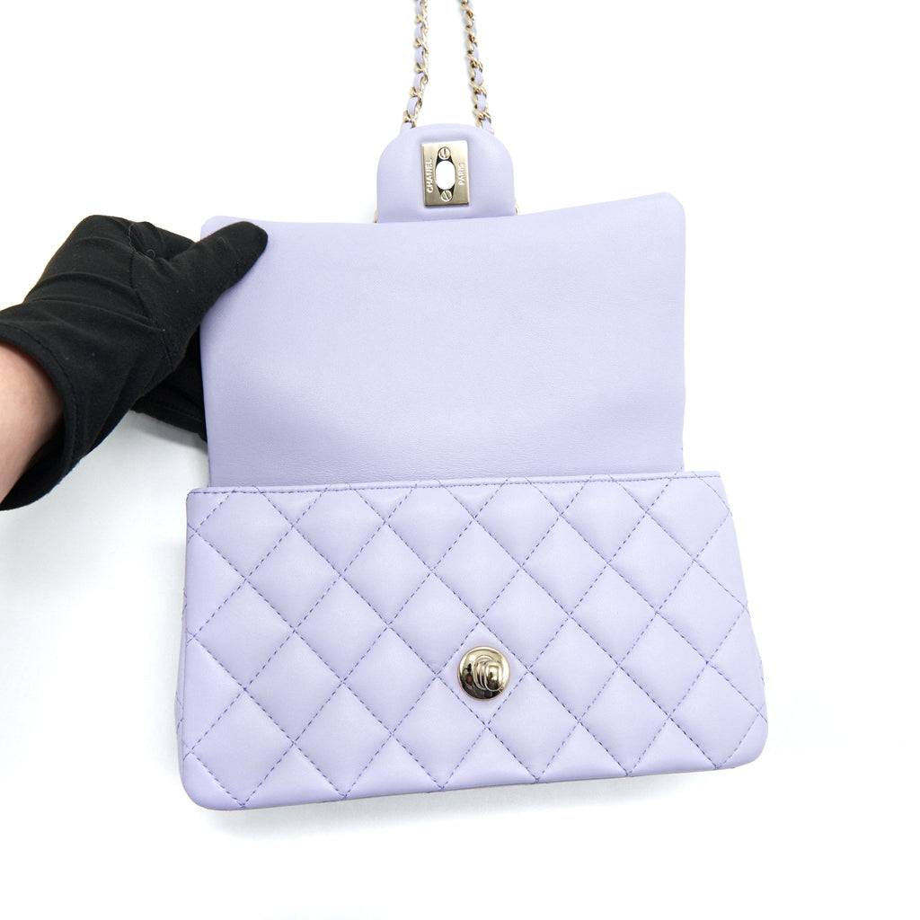 CHANEL 21K LILAC /LIGHT PURPLE MINI RECTANGULAR TOP HANDLE
