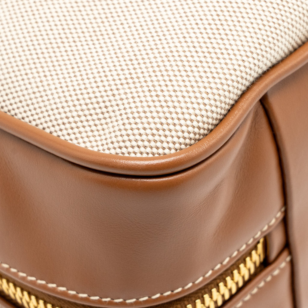 MIU MIU BEAU BAG CANVAS/ LEATHER BEIGE/ BRANDY GHW