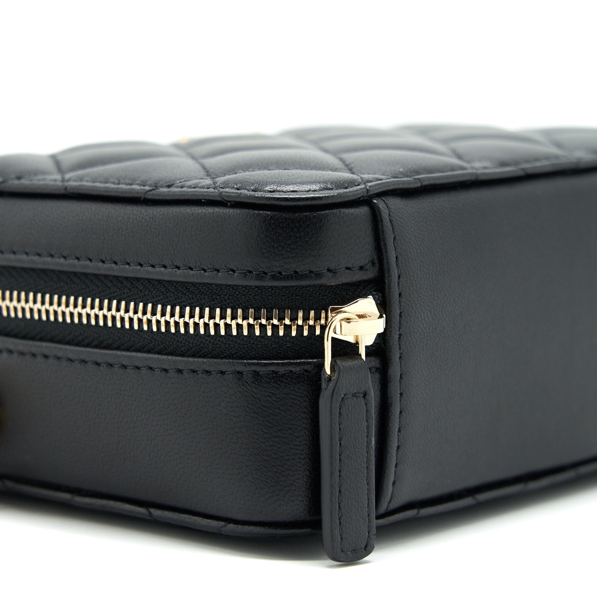 CHANEL 22C PEARL CRUSH MINI CAMERA CASE WITH CHAIN BLACK LAMBSKIN GHW