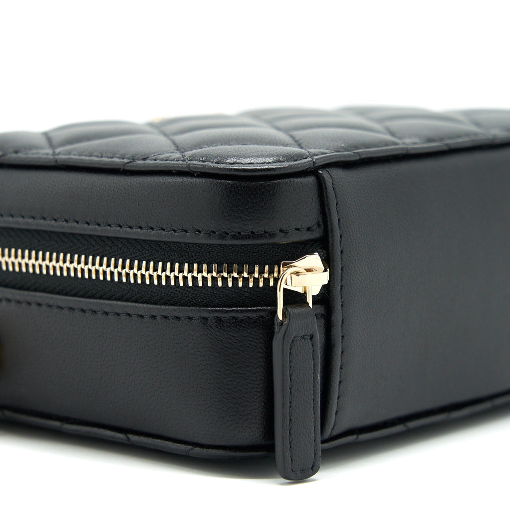 CHANEL PEARL CRUSH MINI CAMERA CASE WITH CHAIN LAMBSKIN BLACK GHW