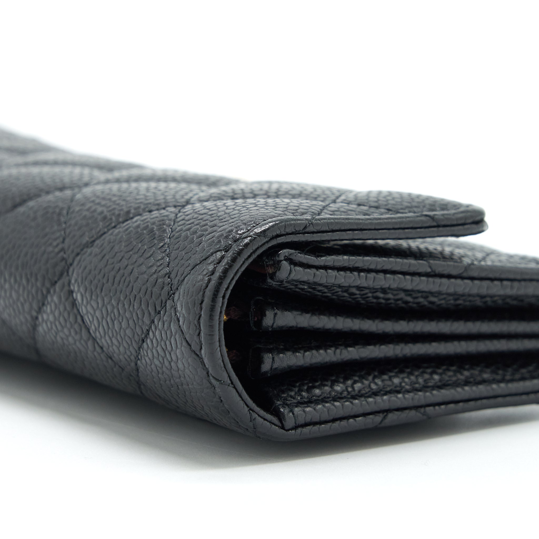 CHANEL CLASSIC LONG FLAP WALLET CAVIAR BLACK GHW