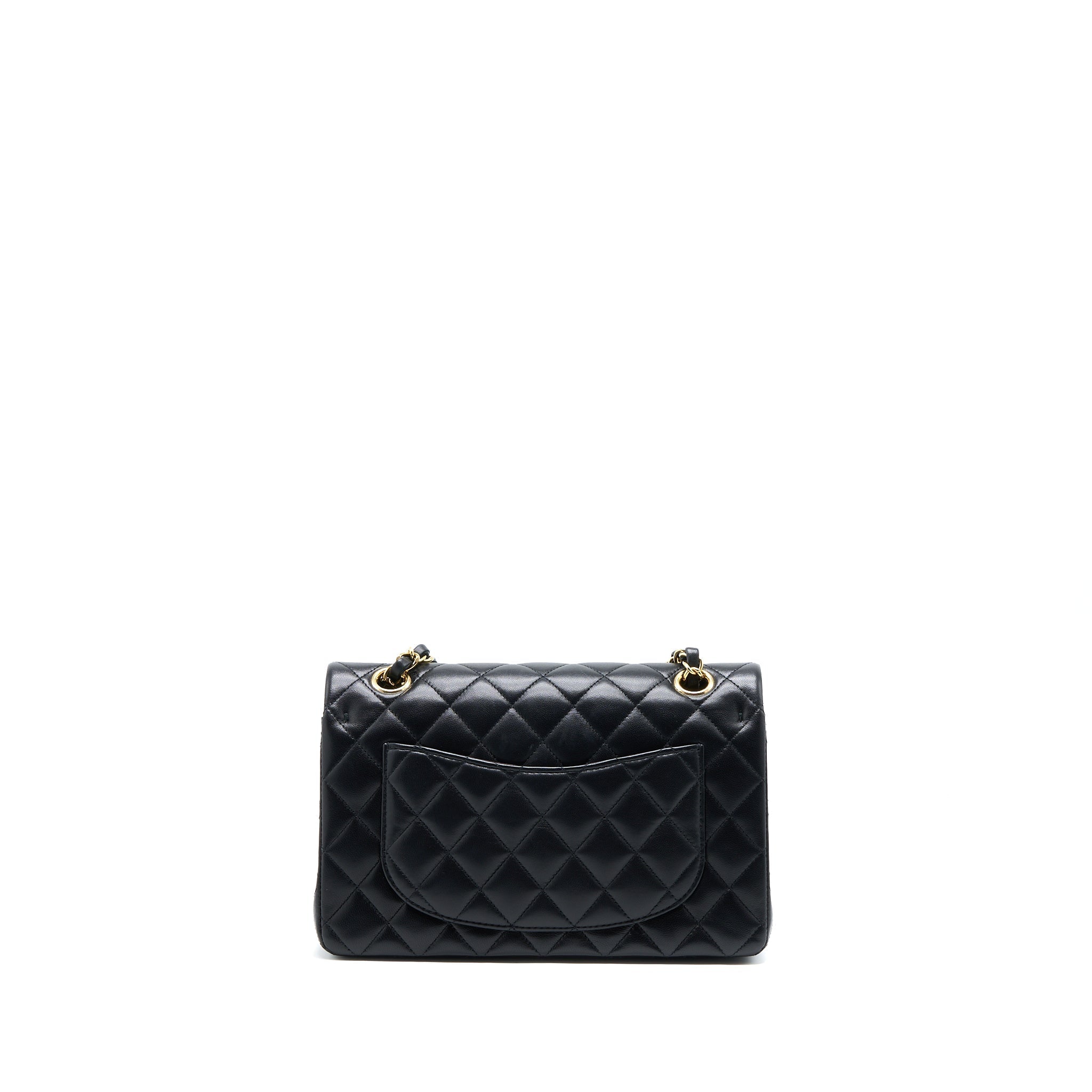 CHANEL SMALL CLASSIC DOUBLE FLAP BAG LAMBSKIN BLACK GHW (MICROCHIP)