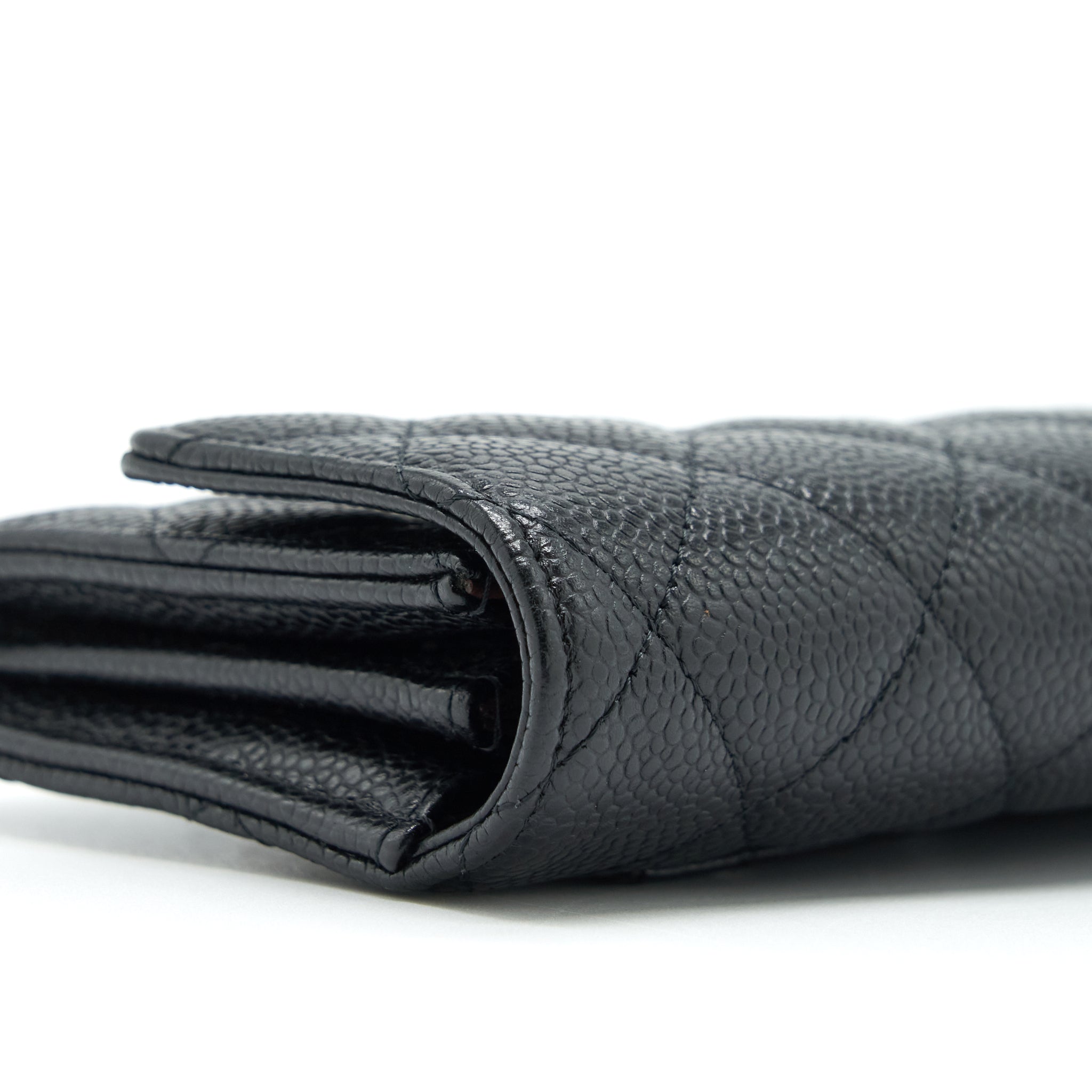 CHANEL CLASSIC LONG FLAP WALLET CAVIAR BLACK GHW