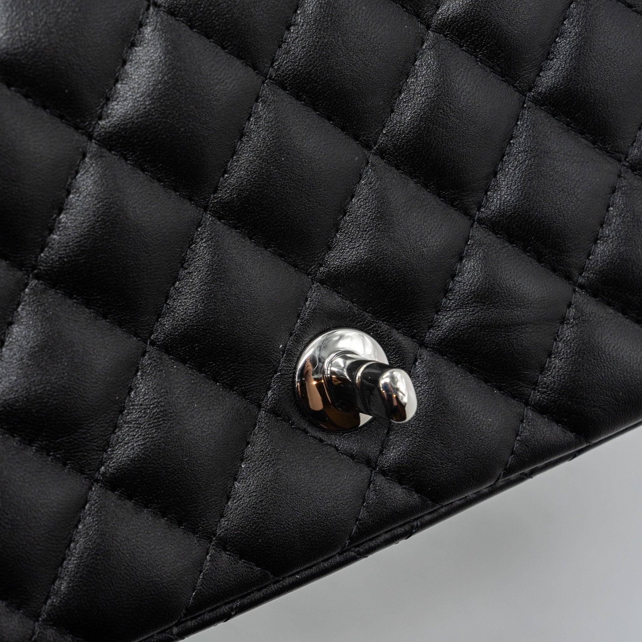 CHANEL MINI SQUARE FLAP BAG LAMBSKIN BLACK SHW (MICROCHIP)