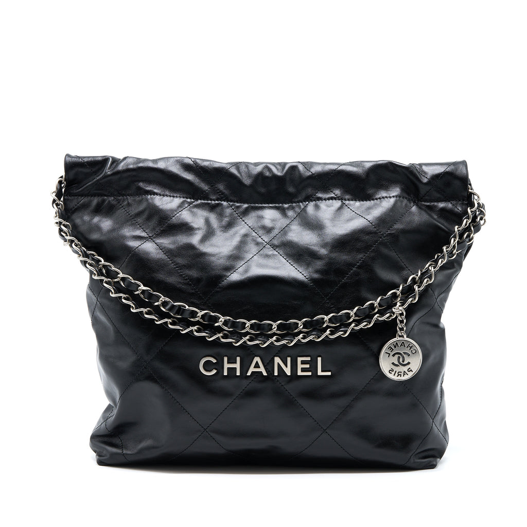 CHANEL SMALL 22 BAG CALFSKIN BLACK SHW(MICROCHIP)