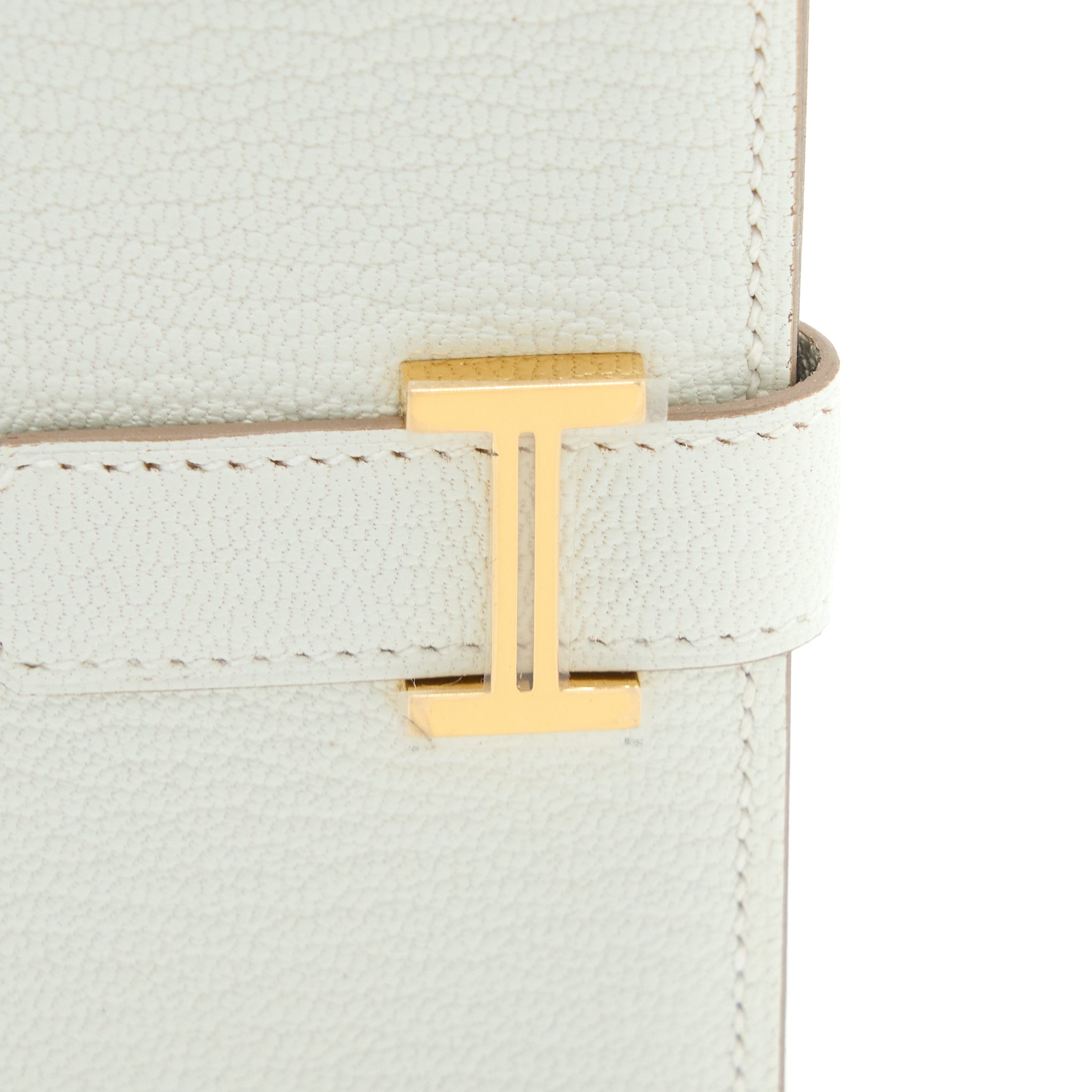 HERMES BEARN CARD HOLDER MYSORE GOATSKIN MUSHROOM GHW