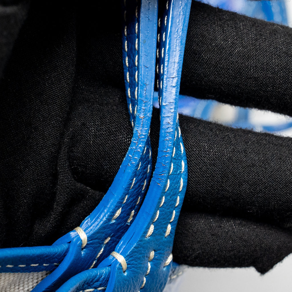 GOYARD SAINT LOUIS GM TOTE BAG GOYARDINE CANVAS/CALFSKIN LEATHER BLUE SHW