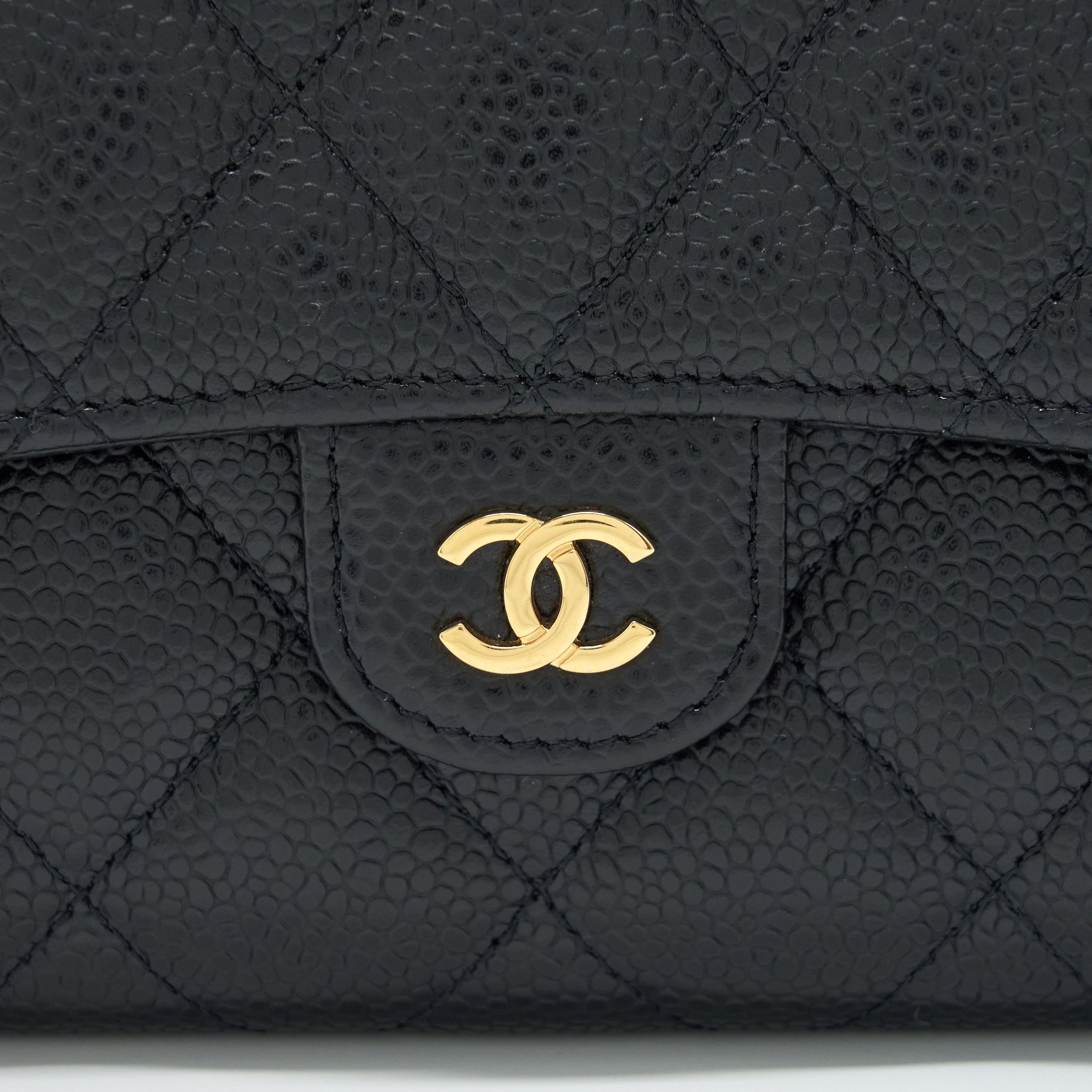 CHANEL CLASSIC LONG FLAP WALLET CAVIAR BLACK GHW