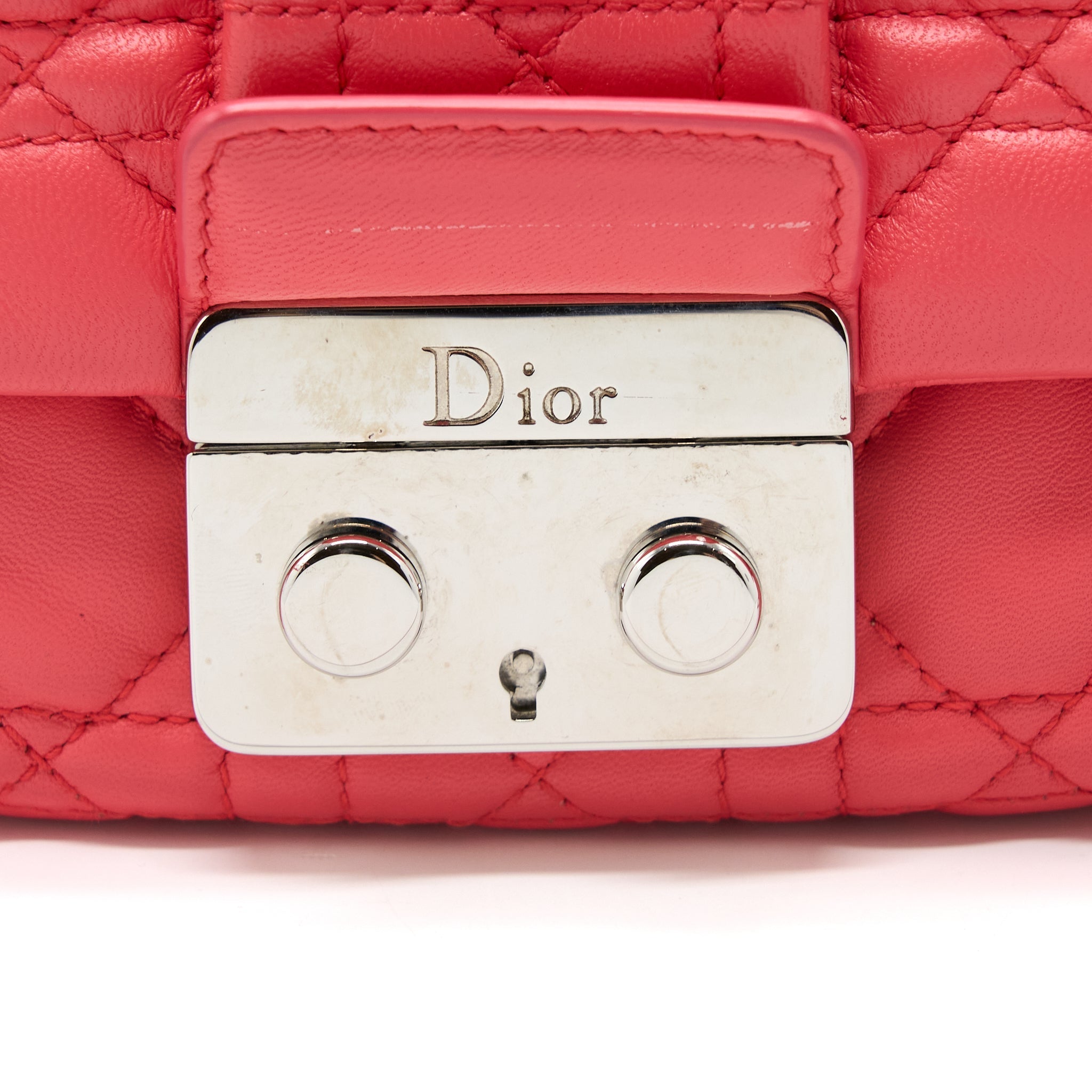 DIOR NEW LOCK FLAP SHOULDER BAG LAMBSKIN RED SHW