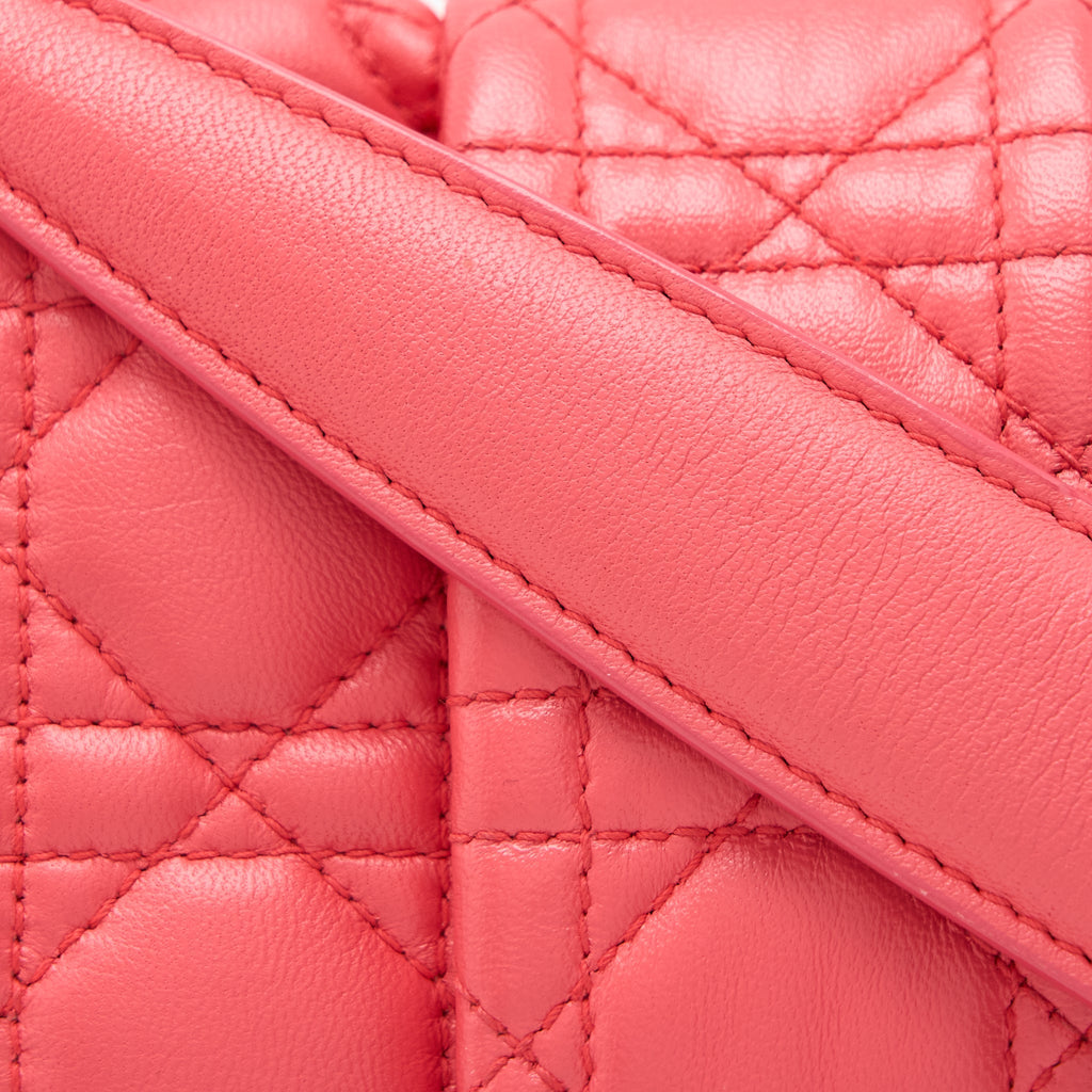 DIOR NEW LOCK FLAP SHOULDER BAG LAMBSKIN RED SHW