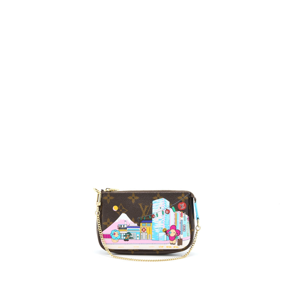 LOUIS VUITTON MINI POCHETTE ACCESSORIES MONOGRAM CANVAS/BLUE GHW