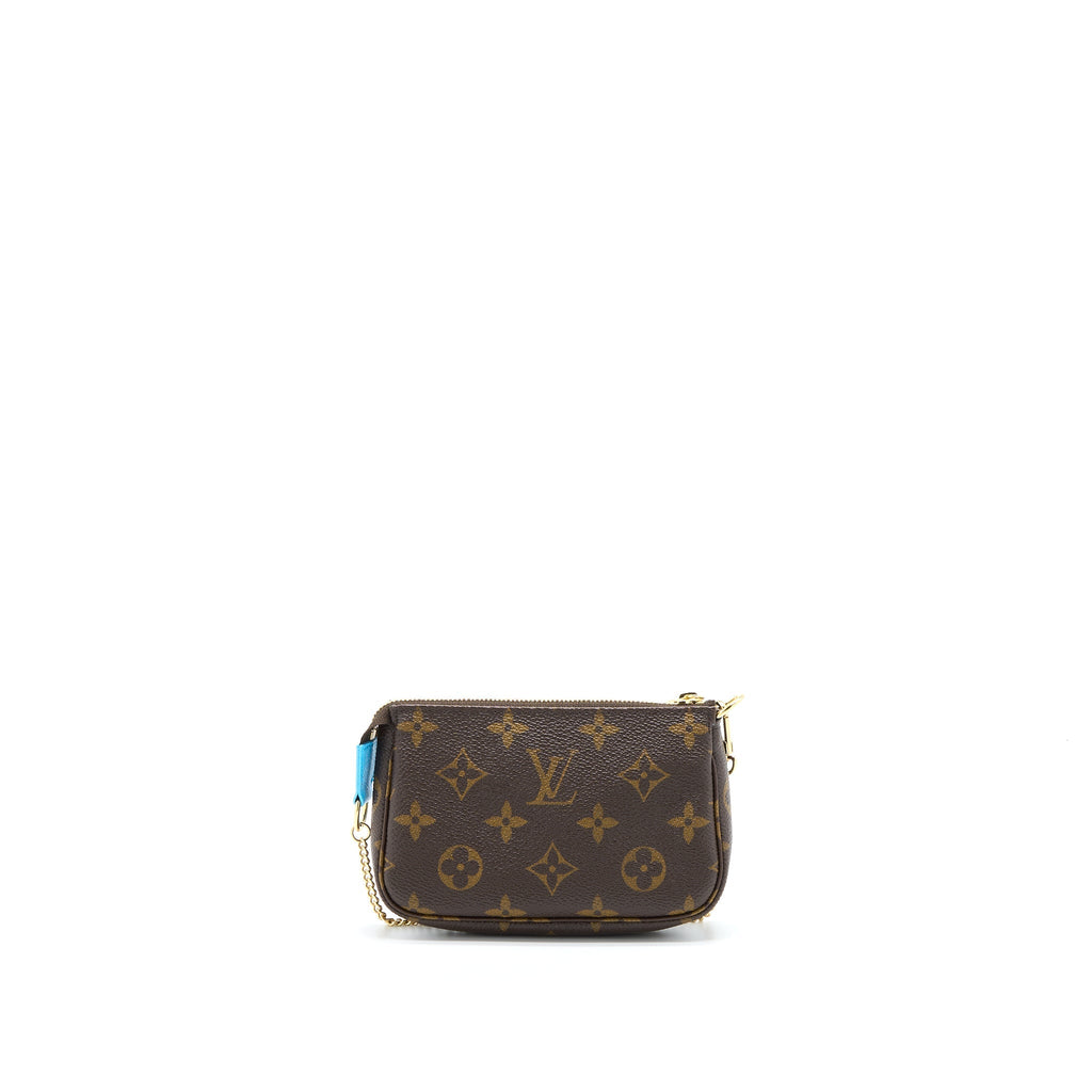 LOUIS VUITTON MINI POCHETTE ACCESSORIES MONOGRAM CANVAS/BLUE GHW