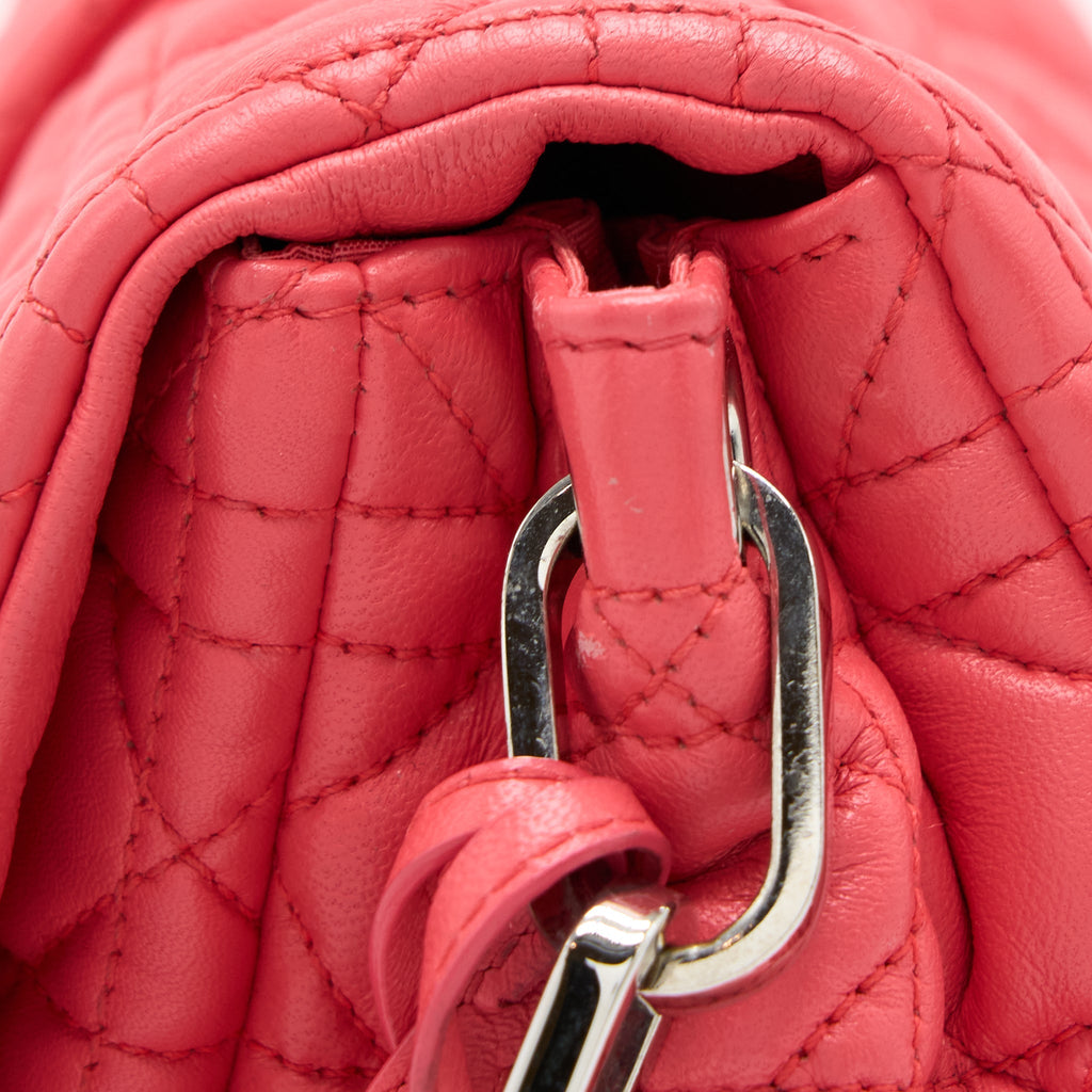 DIOR NEW LOCK FLAP SHOULDER BAG LAMBSKIN RED SHW
