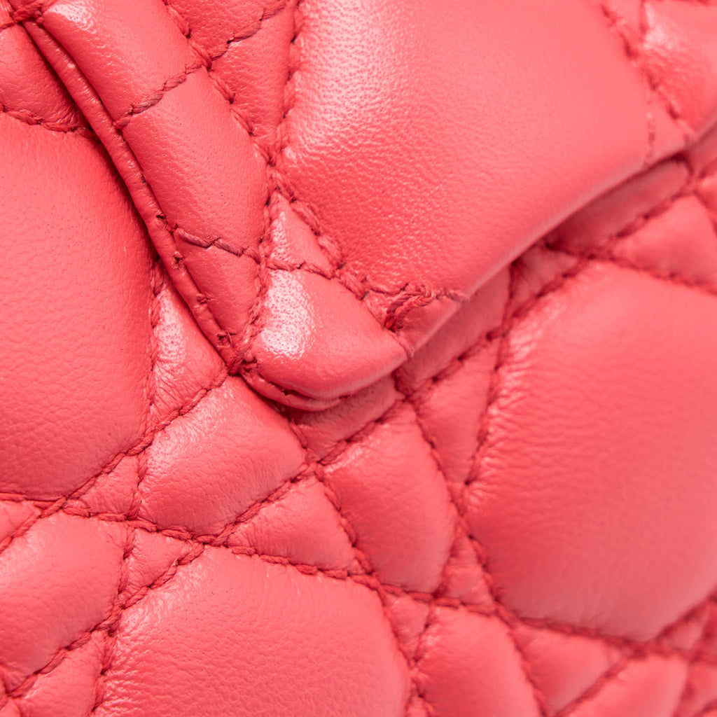 DIOR NEW LOCK FLAP SHOULDER BAG LAMBSKIN RED SHW