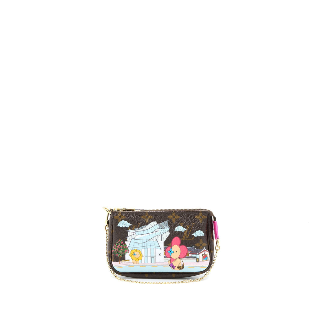 LOUIS VUITTON MINI POCHETTE ACCESSCORIES MONOGRAM CANVAS/HOT PINK GHW