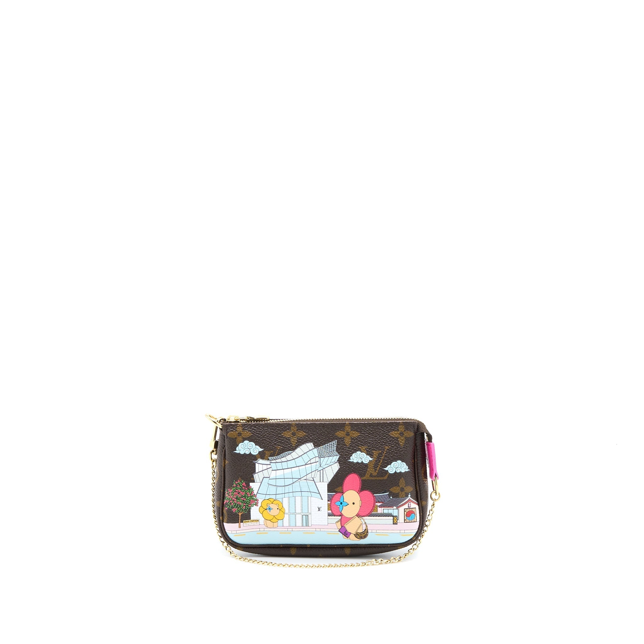 LOUIS VUITTON MINI POCHETTE ACCESSCORIES MONOGRAM CANVAS/HOT PINK GHW