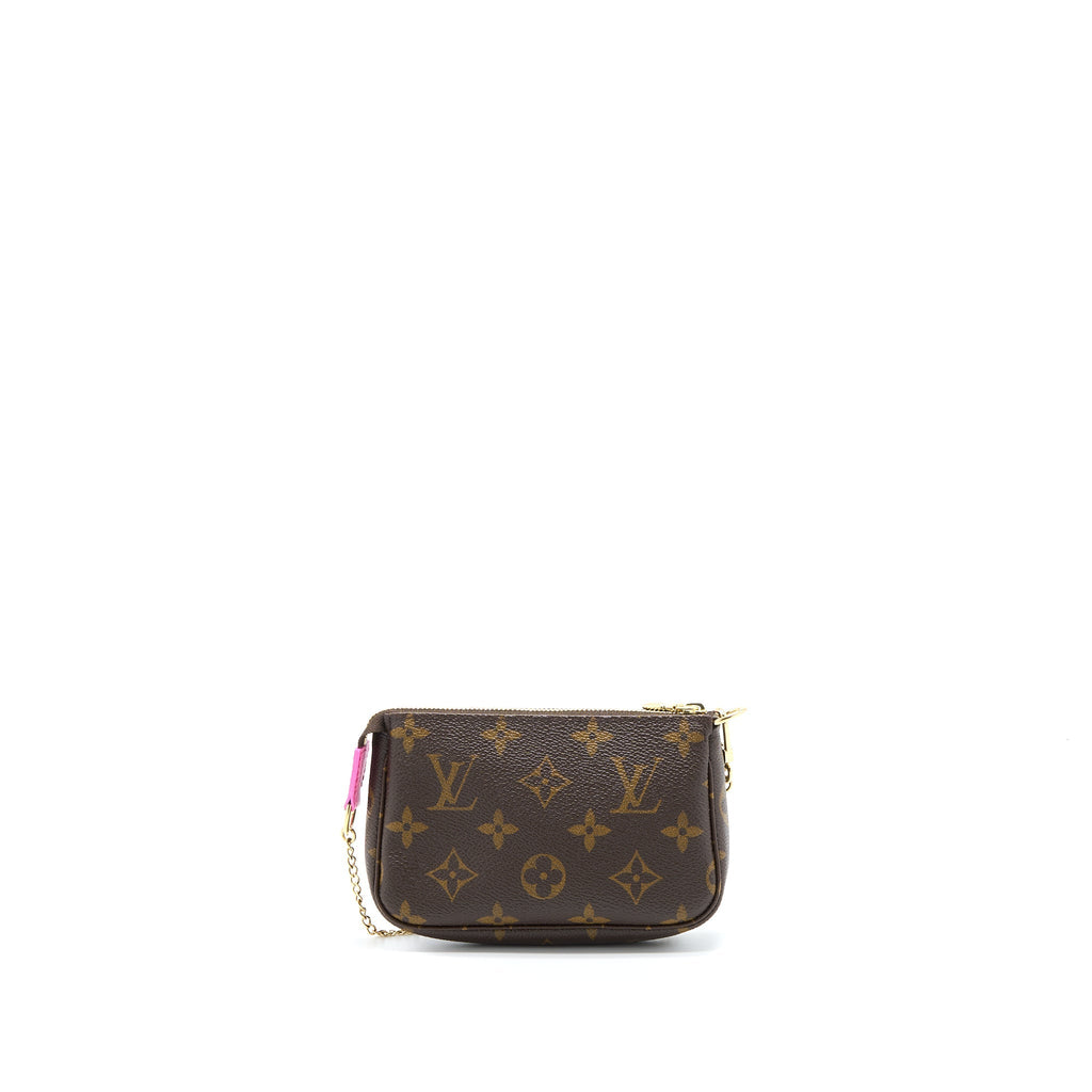 LOUIS VUITTON MINI POCHETTE ACCESSCORIES MONOGRAM CANVAS/HOT PINK GHW