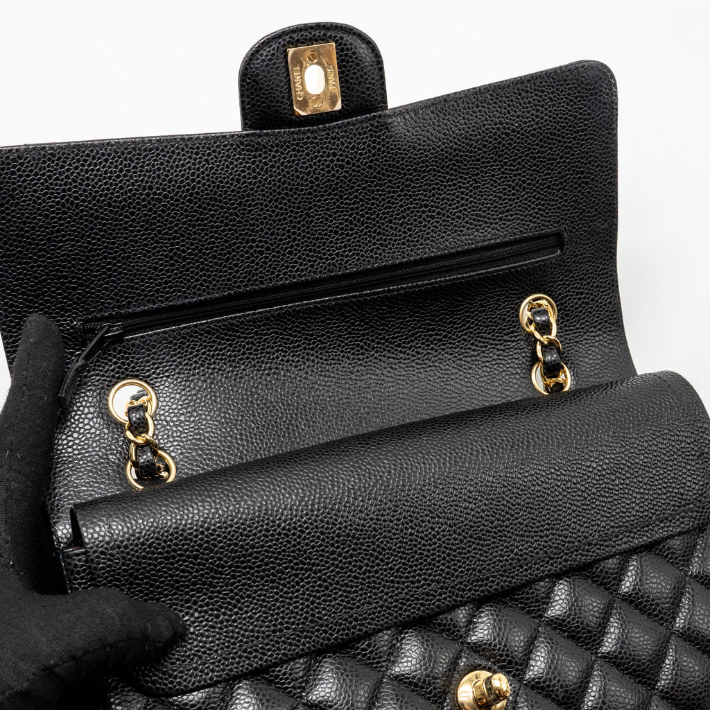 CHANEL MEDIUM CLASSIC DOUBLE FLAP BAG CAVIAR BLACK GHW